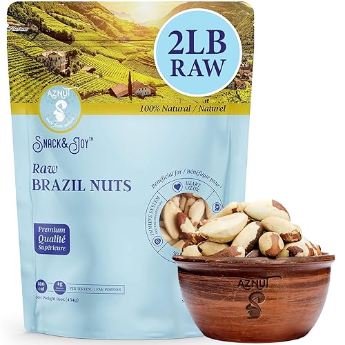Aznut Nueces de Brasil, comparadas con orgánicas, sin cáscara cruda, sin gluten y veganas, 100% naturales de calidad premium, súper alimentos