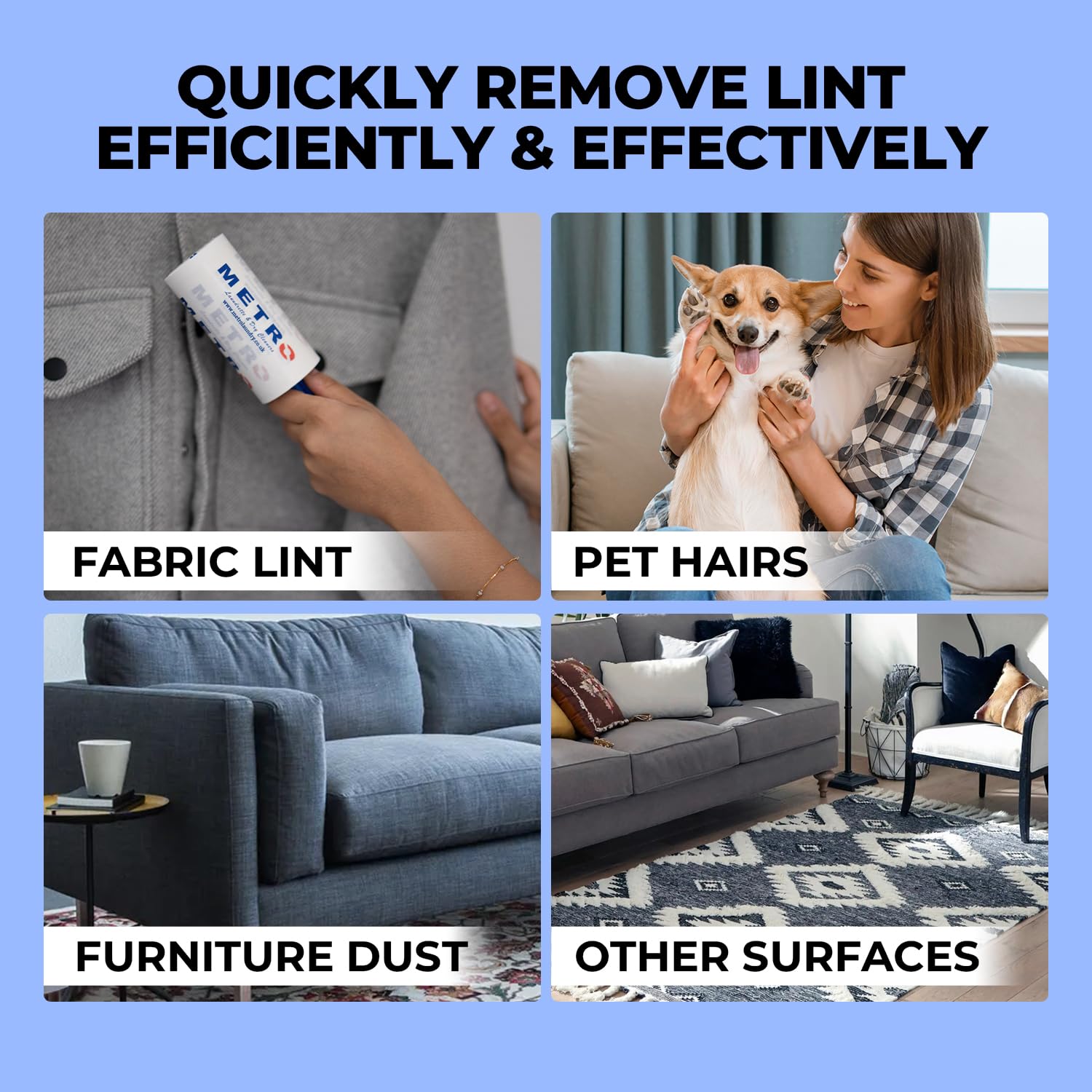 Travel Size Lint Roller - 40 Sheets Portable Lint Remover For Clothes, Pet Hair, Furniture, Car Seats - Compact White/Black Plastic Roller (8.86 - View #4