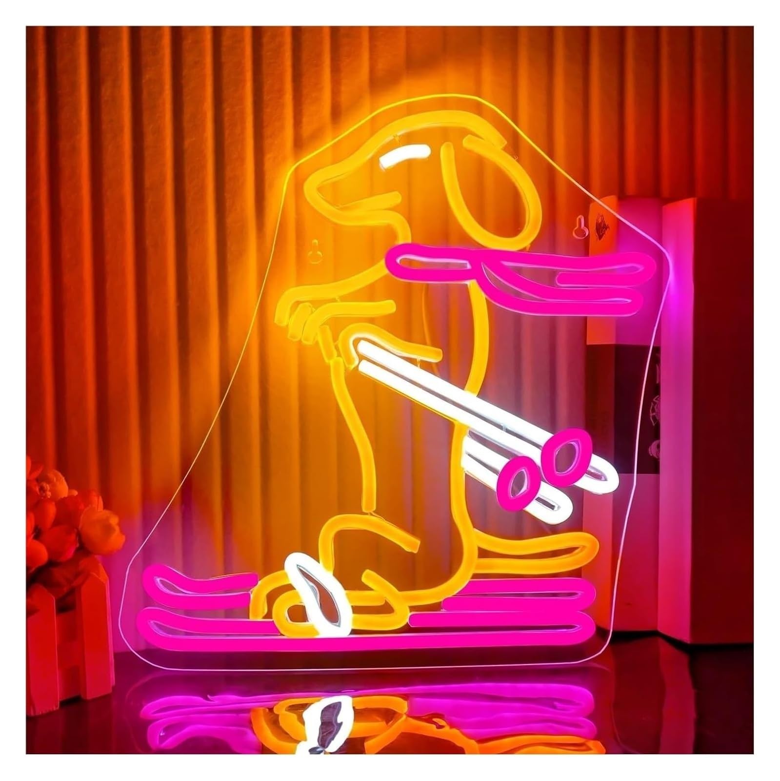 Lampada da parete con scritta "Cane suona per jazz" e luce al neon a LED per decorazioni per musica, feste, studio(34.8X42cm)