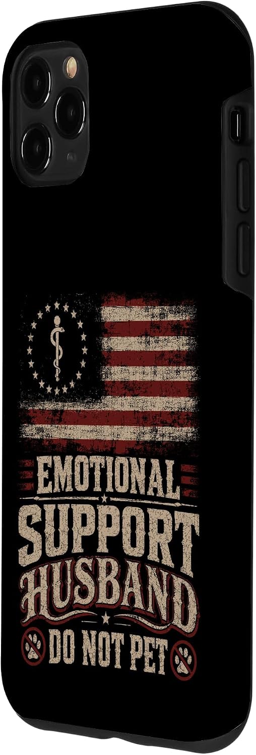 Emotional Support Husband USA Flag Do Not Pet Funny Case for iPhone 11 Pro Max image 2