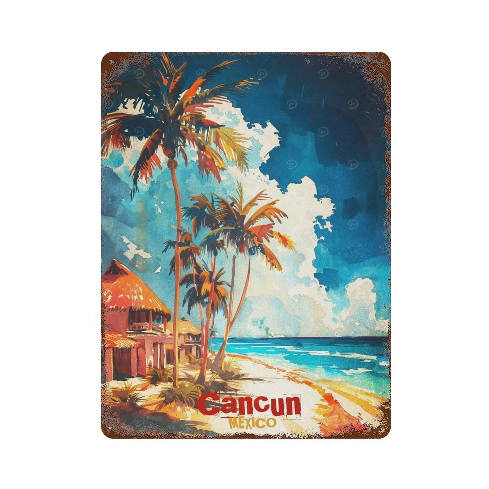 Garage Style Discover Cancun Vintage Rust Metal Sign 15.7"x11.8", Vintage Wall Decor for Bar And Workshop