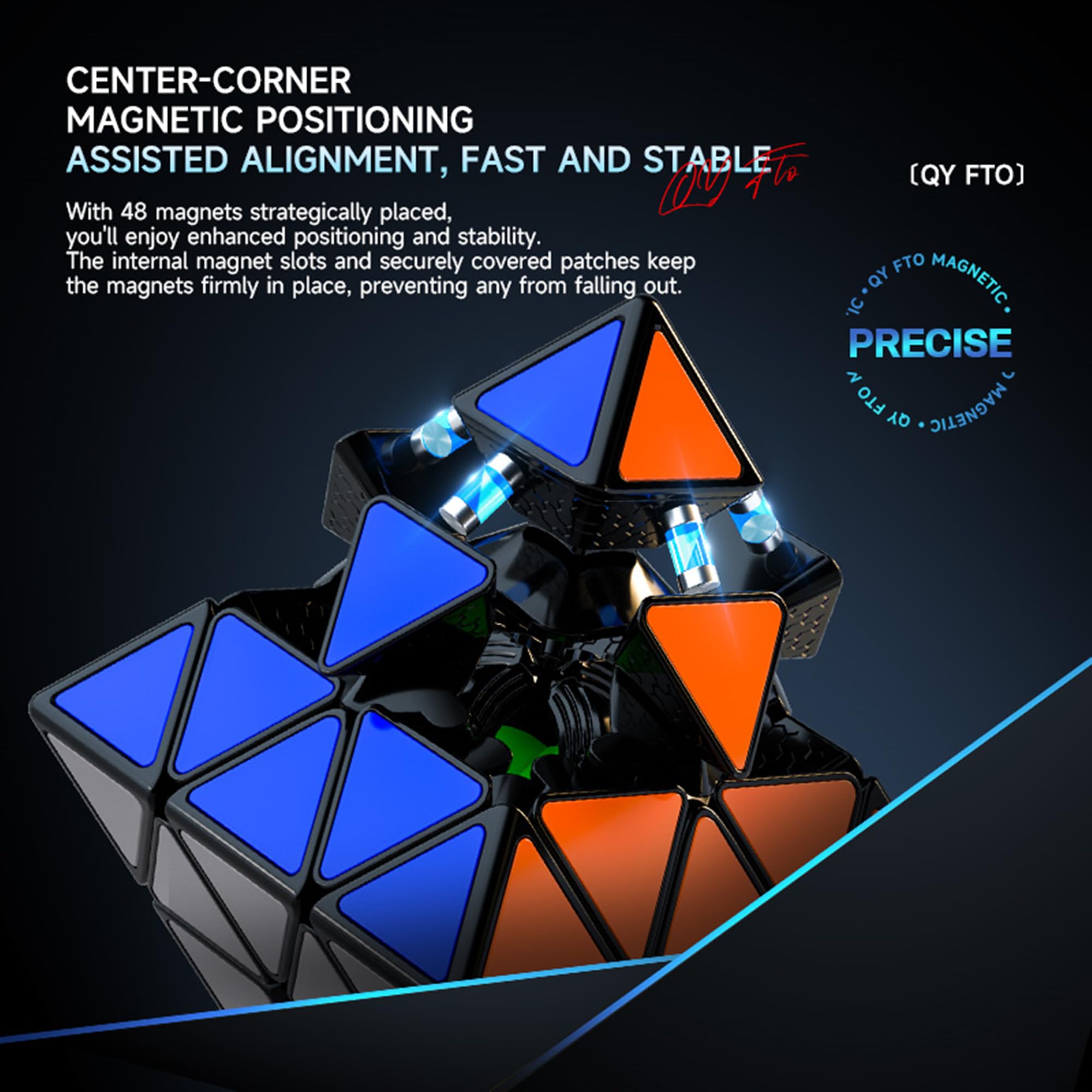 QY Toys FTO Face Turning Octahedron Speed Cube Magnetic, Wersja bez naklejek Magnetyczna