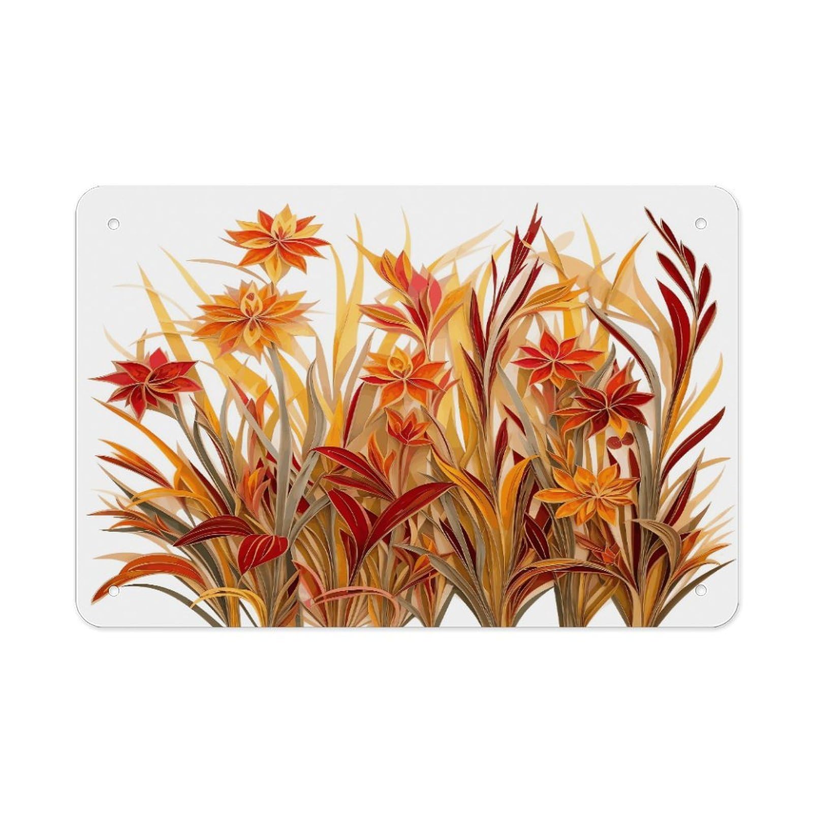 Fekiloot Style Grass Pattern Metal Signs Wall Art Tin Sign