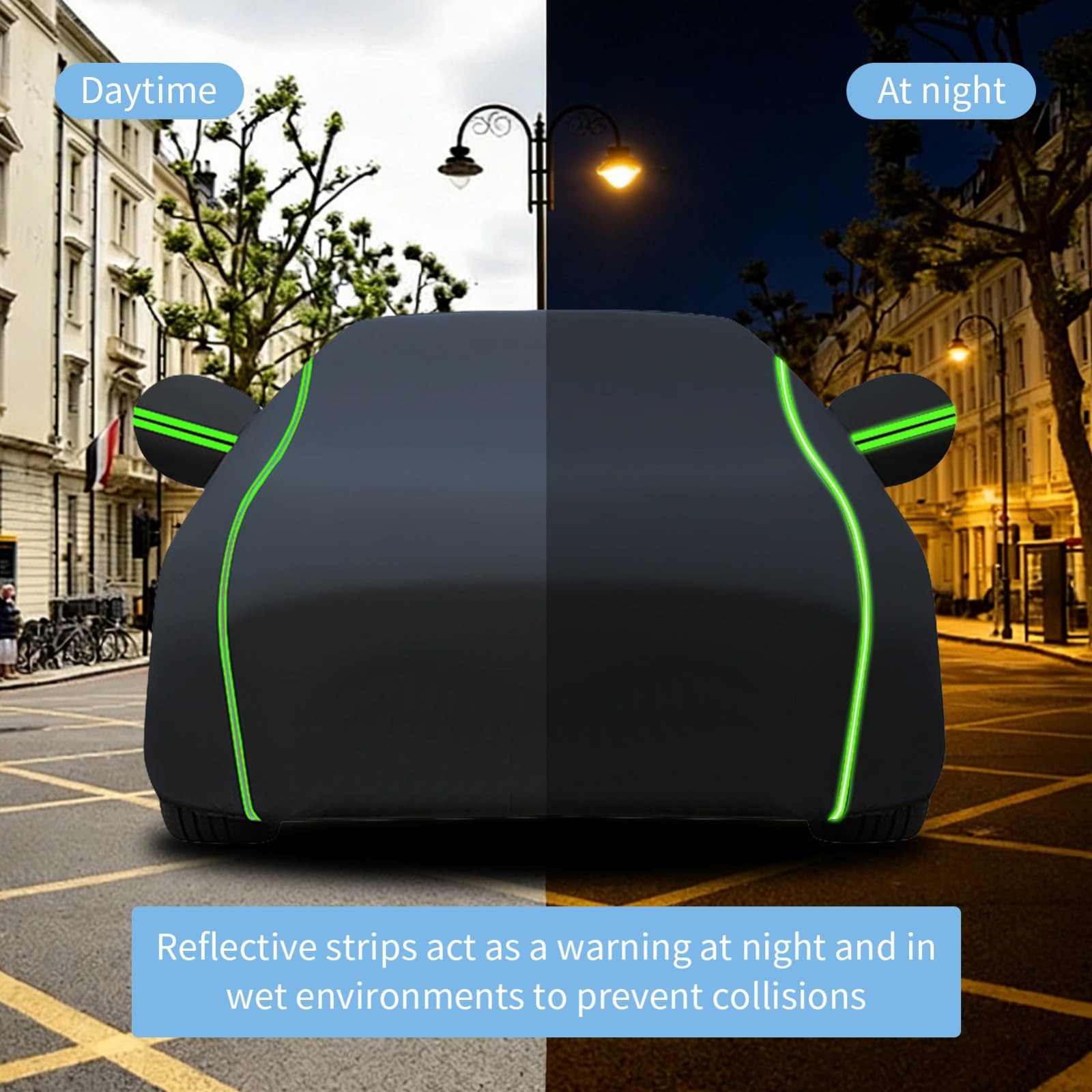 Bâche Voiture Protection Extérieure pour Toyota Aygo X Hybrid 2025-2026,Housse Voiture Étanche Protection Solaire,Toutes Saisons,Fixation Anti-Vent(Noir)