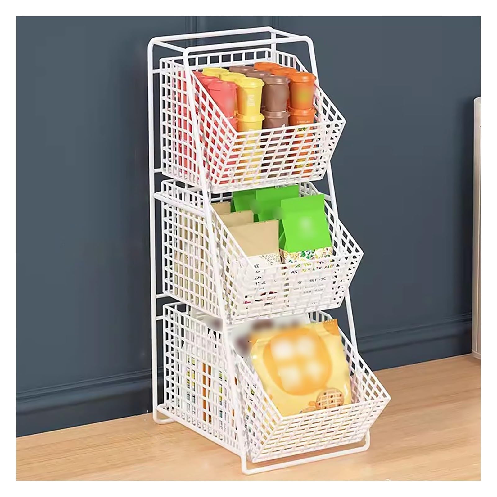 Étagères de rangement robustes sur pied petit modèle blanc pour meuble