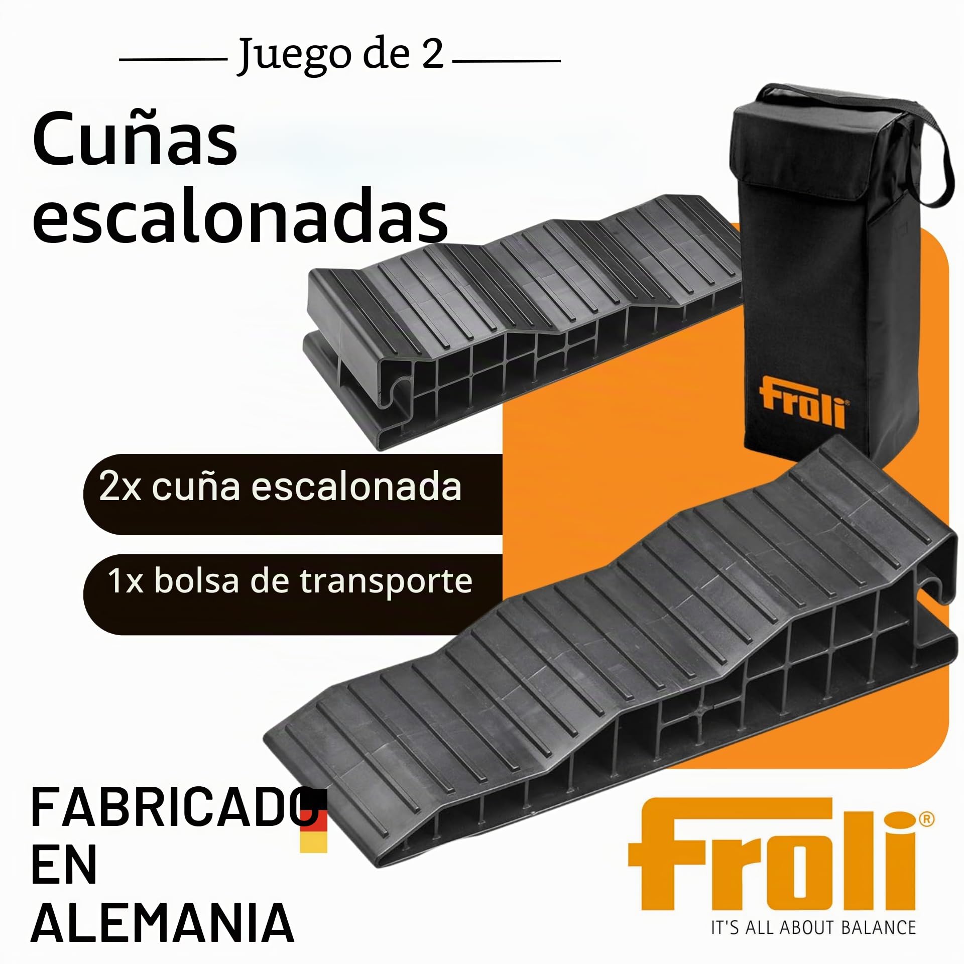 Froli – Cuñas niveladoras, 2 unidades, para caravanas y autocaravanas, hasta 8000 kg