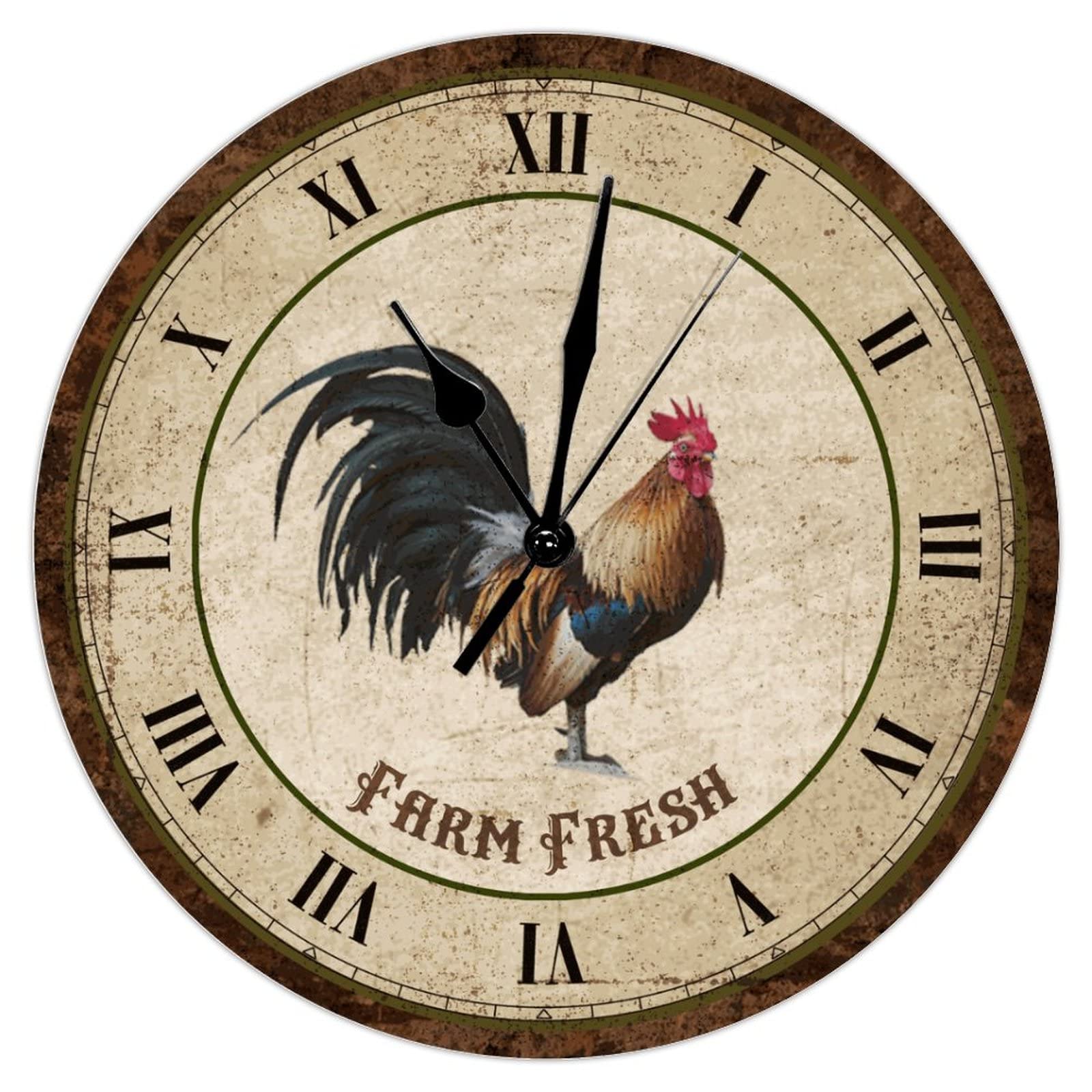 Horloge vintage coq rustique pour salon et salle à manger rétro