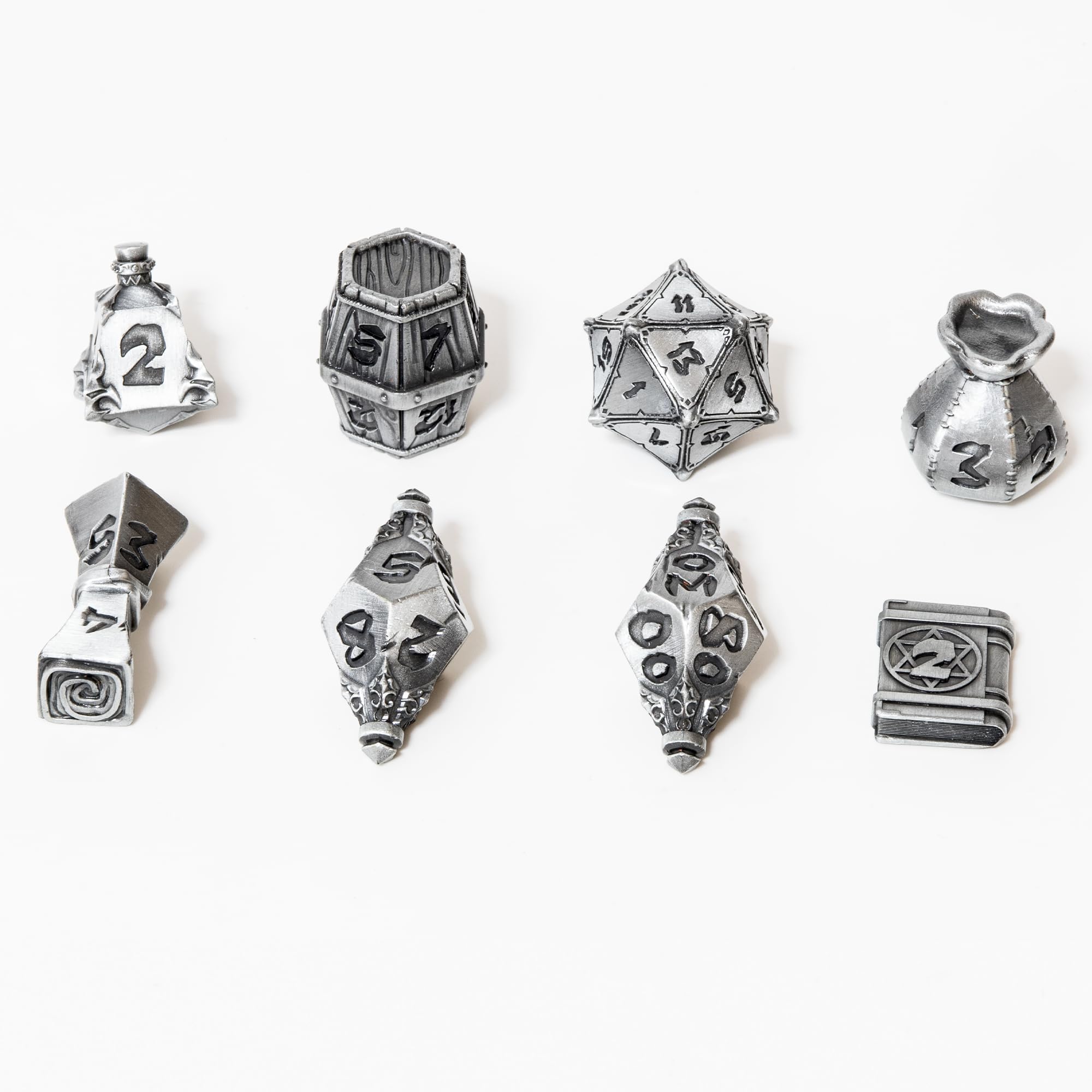 TOYVERSE Dwukolorowy zestaw wielościennych kości, stary kolor cyny, kości ze stopu, odpowiedni do D&D, DND, RPG, MTG, Dungeons and Dragons, gier planszowych i odgrywania ról, od 15 lat