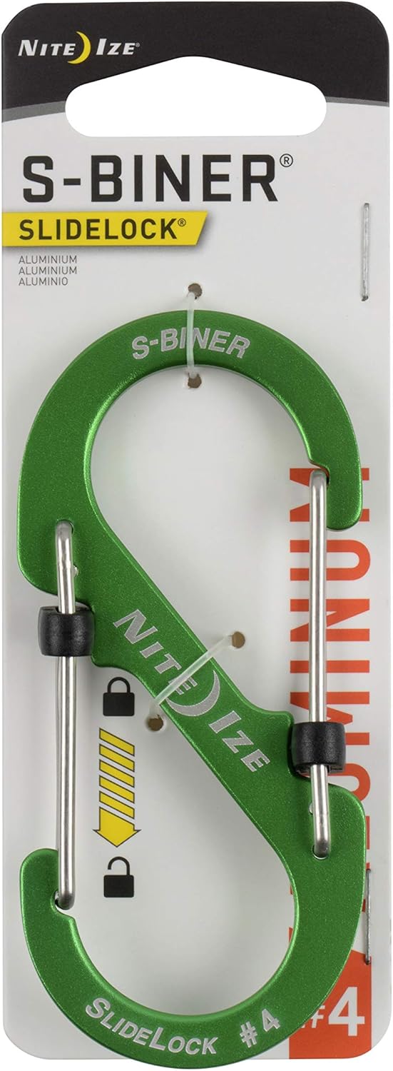 NITE IZE LSBA4-17-R6 S-Biner SlideLock Dual Locking Carabiner, Size #4, Lime