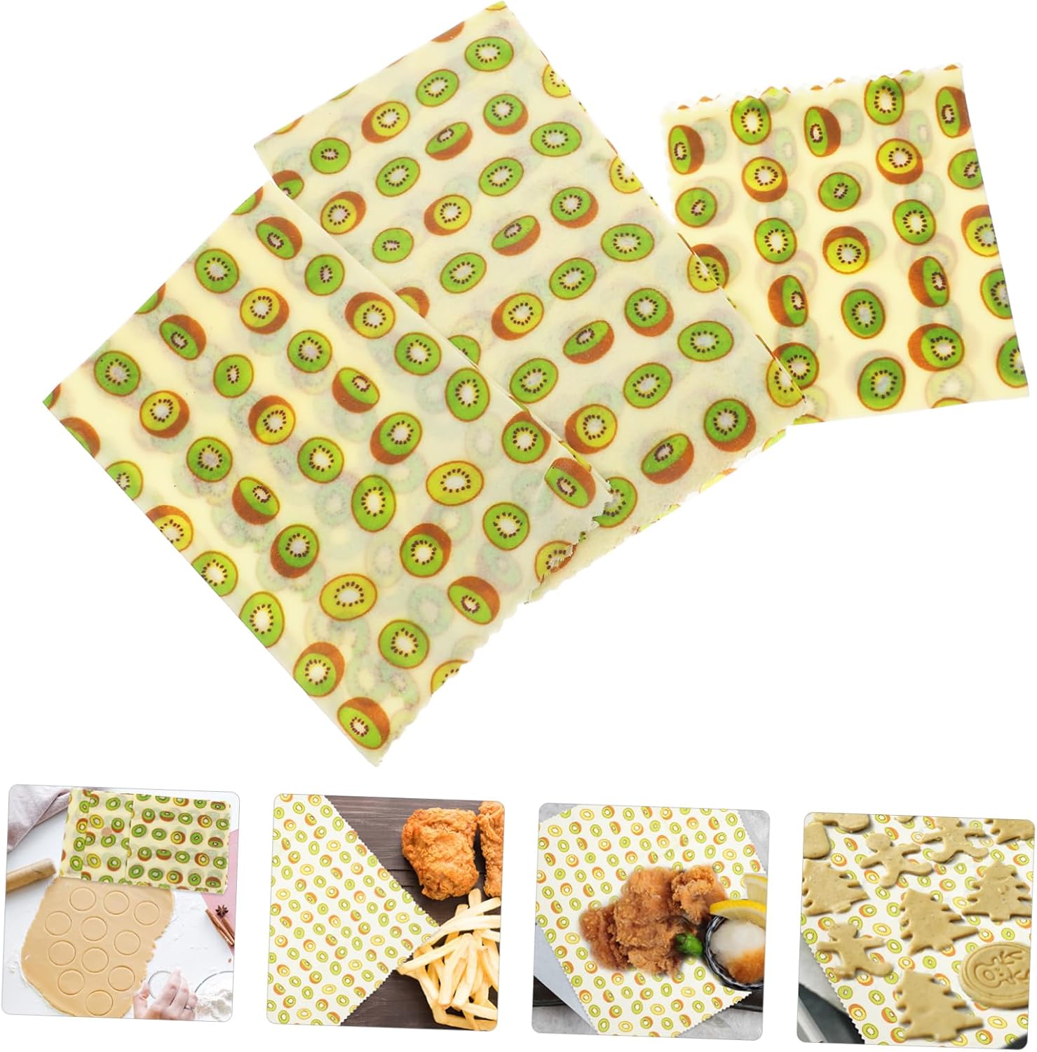 SHOWERORO Reusable 3 Pack Beeswax Food Wrap for Bread Sandwiches Snacks Kitchen Set Sustainable Odorless