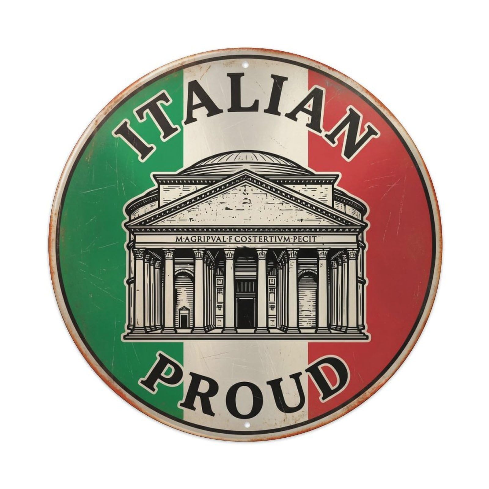 Olhnbad Style Italian Proud Pantheon Travel Landmark Heritage Emblem Metal Tin Sign