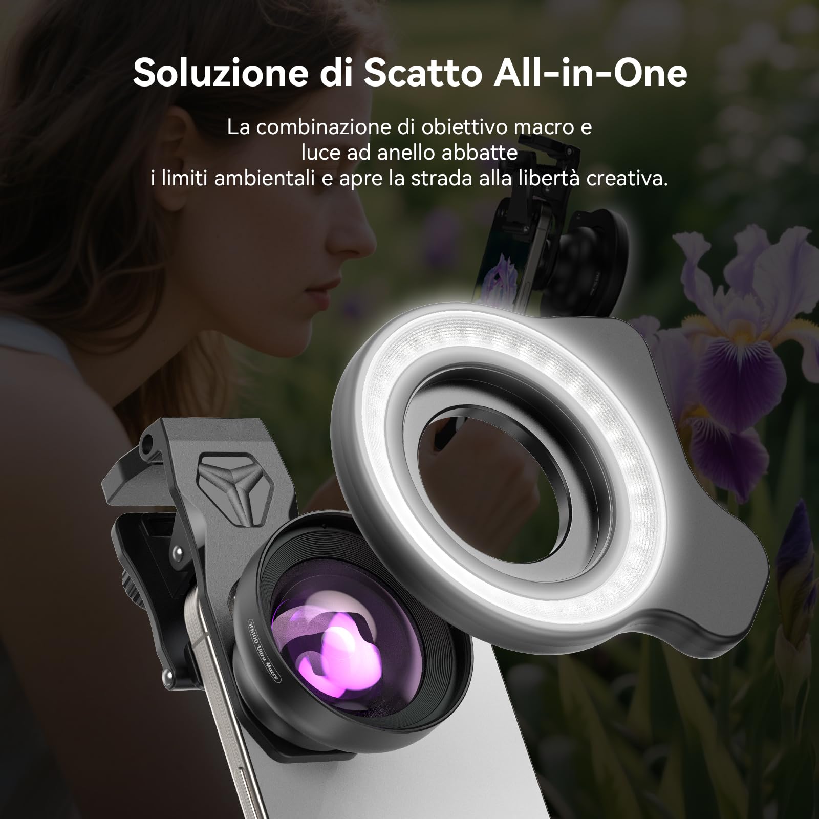 Obiettivo Macro Evil Eye Con Luce Di Riempimento Per Smartphone, Professionale HB100U Aggiornato Per Telefono Con Clip Universale Per Obiettivo, Per Fotografia Macro HD Per Iphone & Android