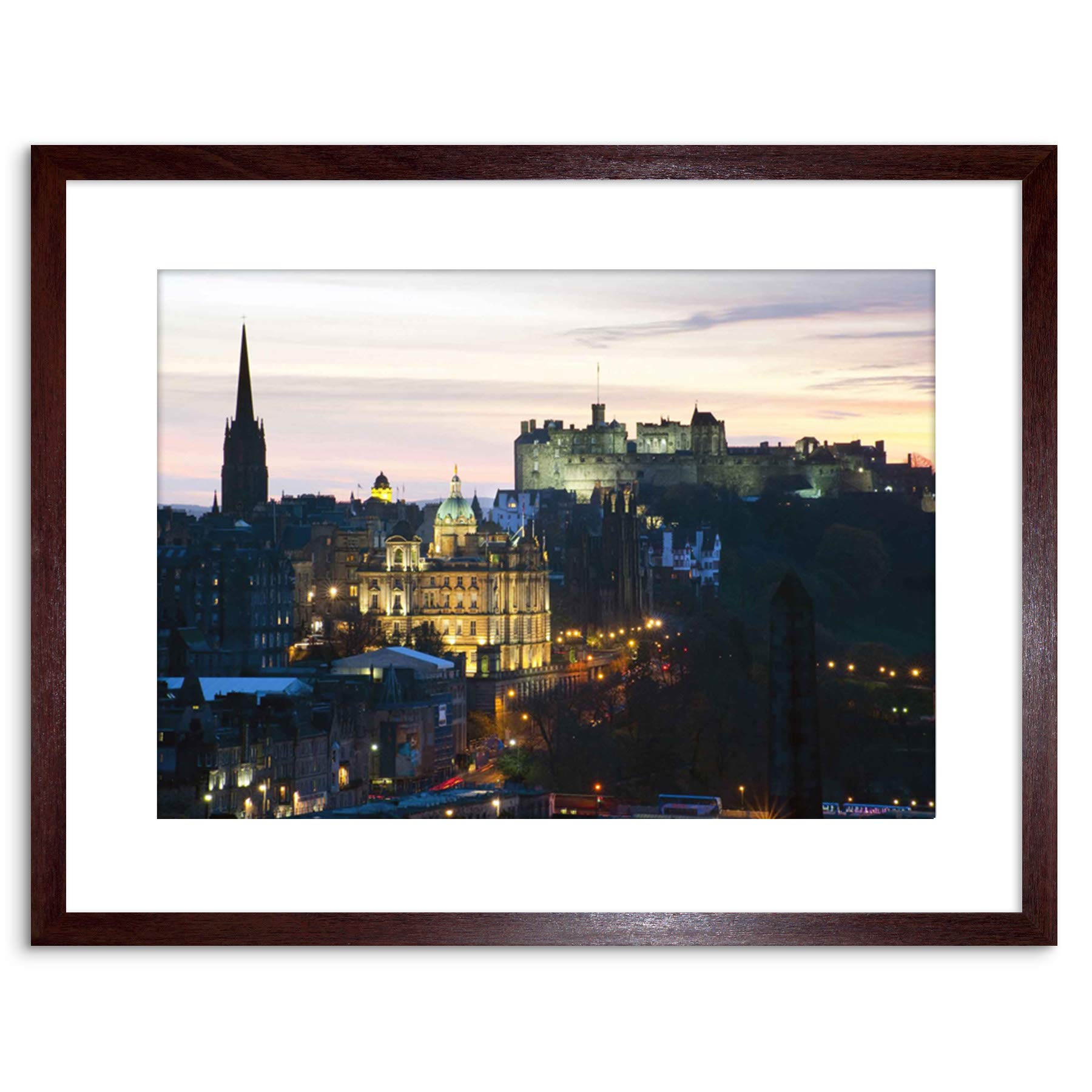 Wee Blue Coo Photo Cityscape Landmark Edinburgh Castle Sunset Framed Wall Art Print