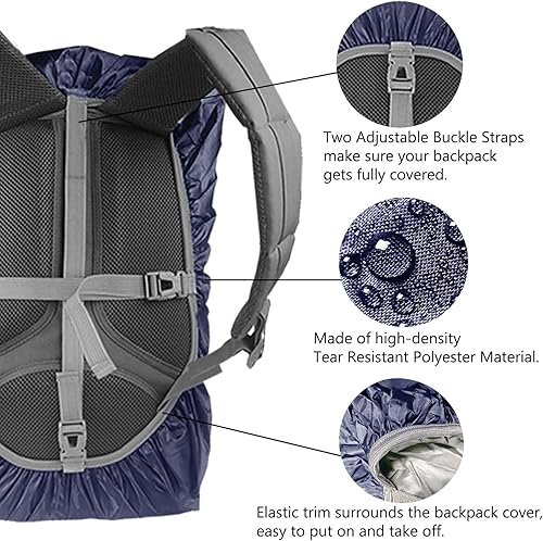 Miniatura 22 de Frelaxy Mochila impermeable para lluvia, nivel impermeable de 0.394 in, estructura multicapa ultra fuerte, correa de hebilla cruzada antideslizante
