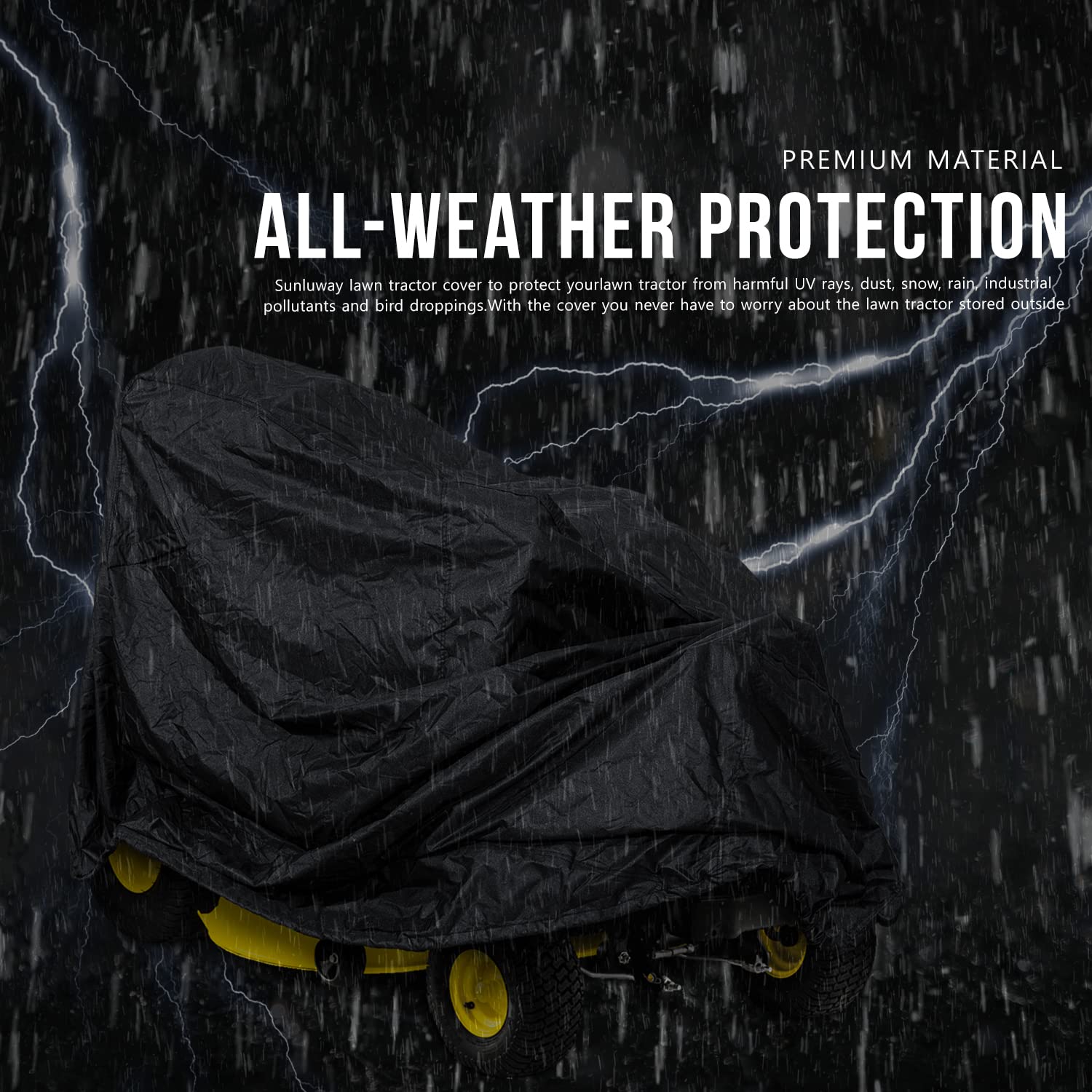 LP93647 Schwere Aufsitzrasenmäherabdeckung für John Deere X300 – X700 Serie Aufsitzmäher 330D Oxford-Gewebe Regenschutz vor Staub, Schmutz, Schnee, Regen, Sonnenstrahlen, Allwetterschutz