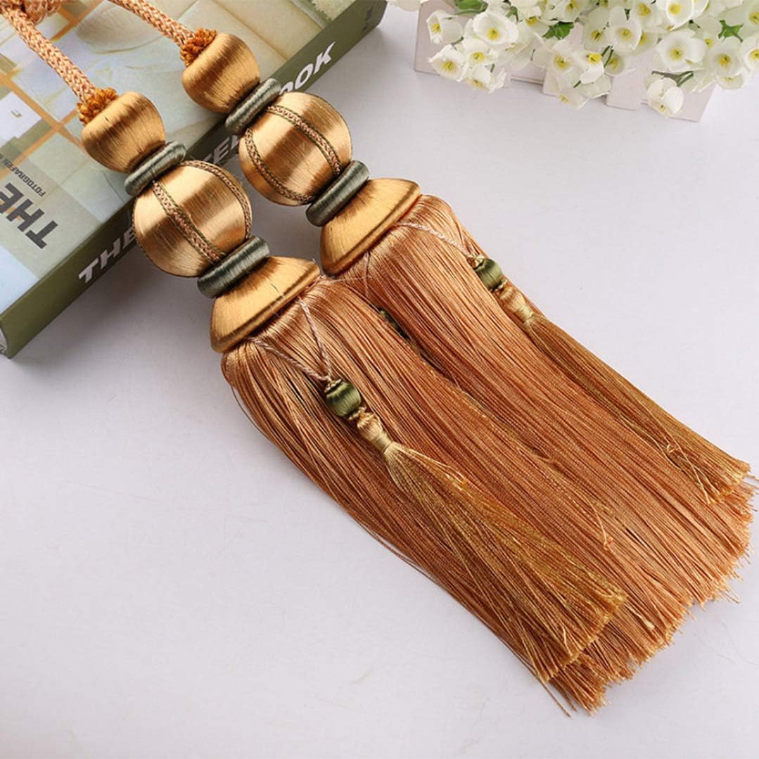 Curtain Tie Back,Curtain Tiebacks, 1Pair Luxury European Tassel Tieback Double Braided Ball Drapery Holdback Home Decoration Window Treatment Acce(Coffee)