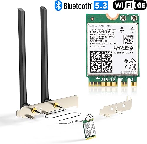 Vista 5 de EDUP AX210NGW WiFi Card Wi-Fi 6E Network Card 6G/ 5G/ 2.4GHz, M.2/NGFF 2230 Bluetooth 5.3 Tri-Band AX5400M, Supports Windows 11/10 (64-Bit)