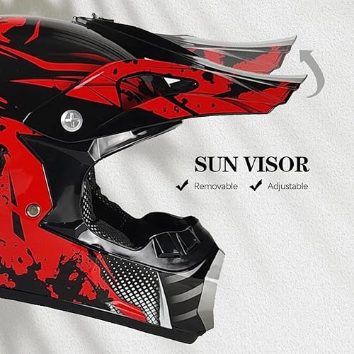 Miniatura 3 de TTMiku DOT Youth Kids Motocross Helmet, Unisex Off-Road Dirt Bike ATV BMX MX Downhill Street Ride Motorcycle Helmet Goggles Gloves Mask