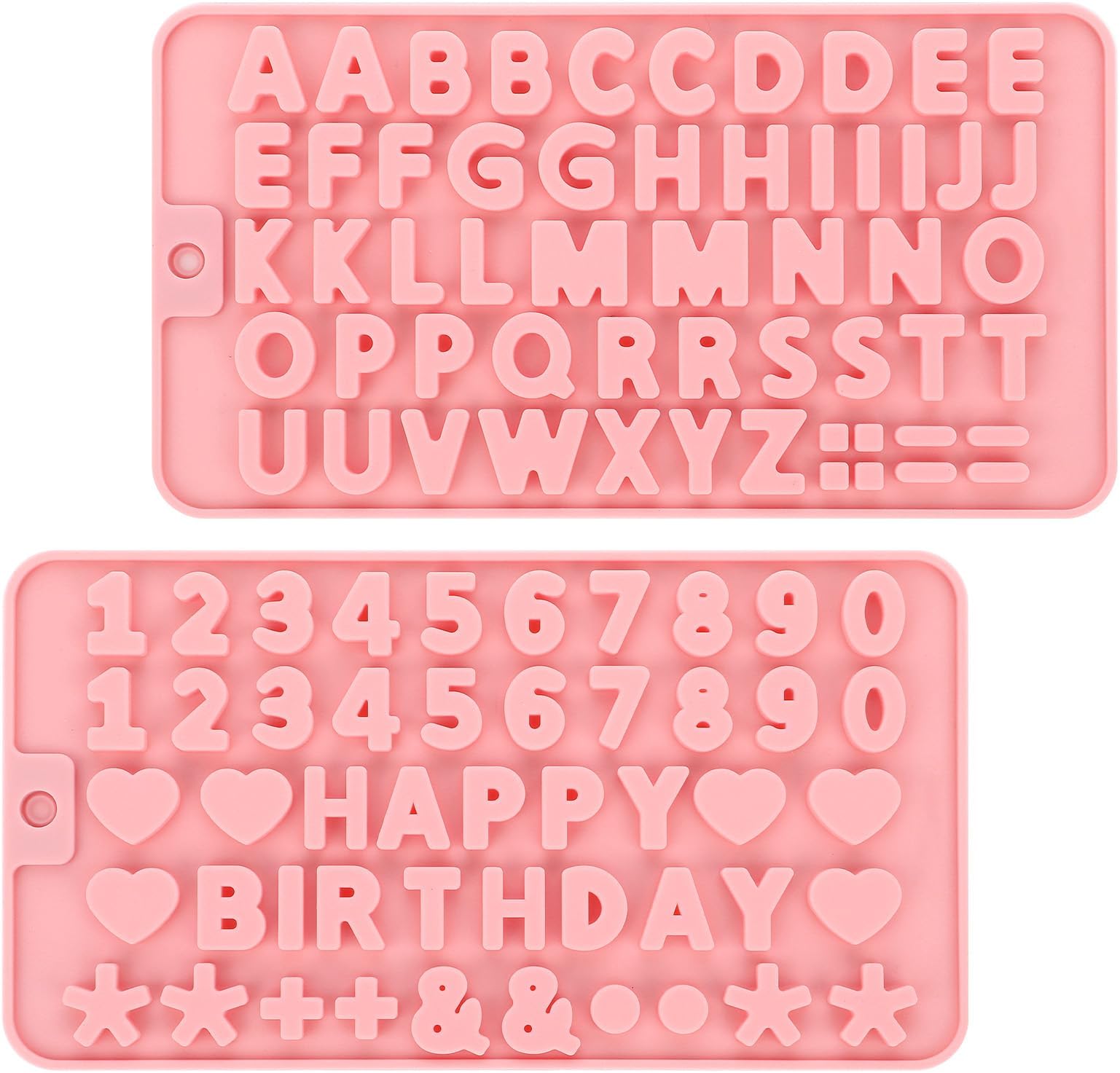 2 Pcs Letter Molds Silicone Number Alphabet Chocolate Candy Molds Non-Stick Happy Birthday Cake Decorations Baking Mould for Party