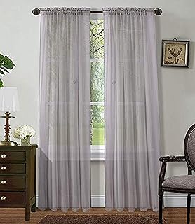 Sapphire Home Silver Sheer Curtains - 84 Inches Length, 2 Panels Set Sheer Drapes, Light Filtering Textured Window Curtain for Living Room, Bedroom, Kitchen and Dining Room - 54