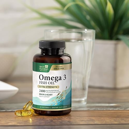 Miniatura 14 de Aceite de pescado Omega 3 Triple Strength 1200 mg, suplementos de omega-3, salud natural del corazón y apoyo inmunológico - Ácidos grasos con EPA