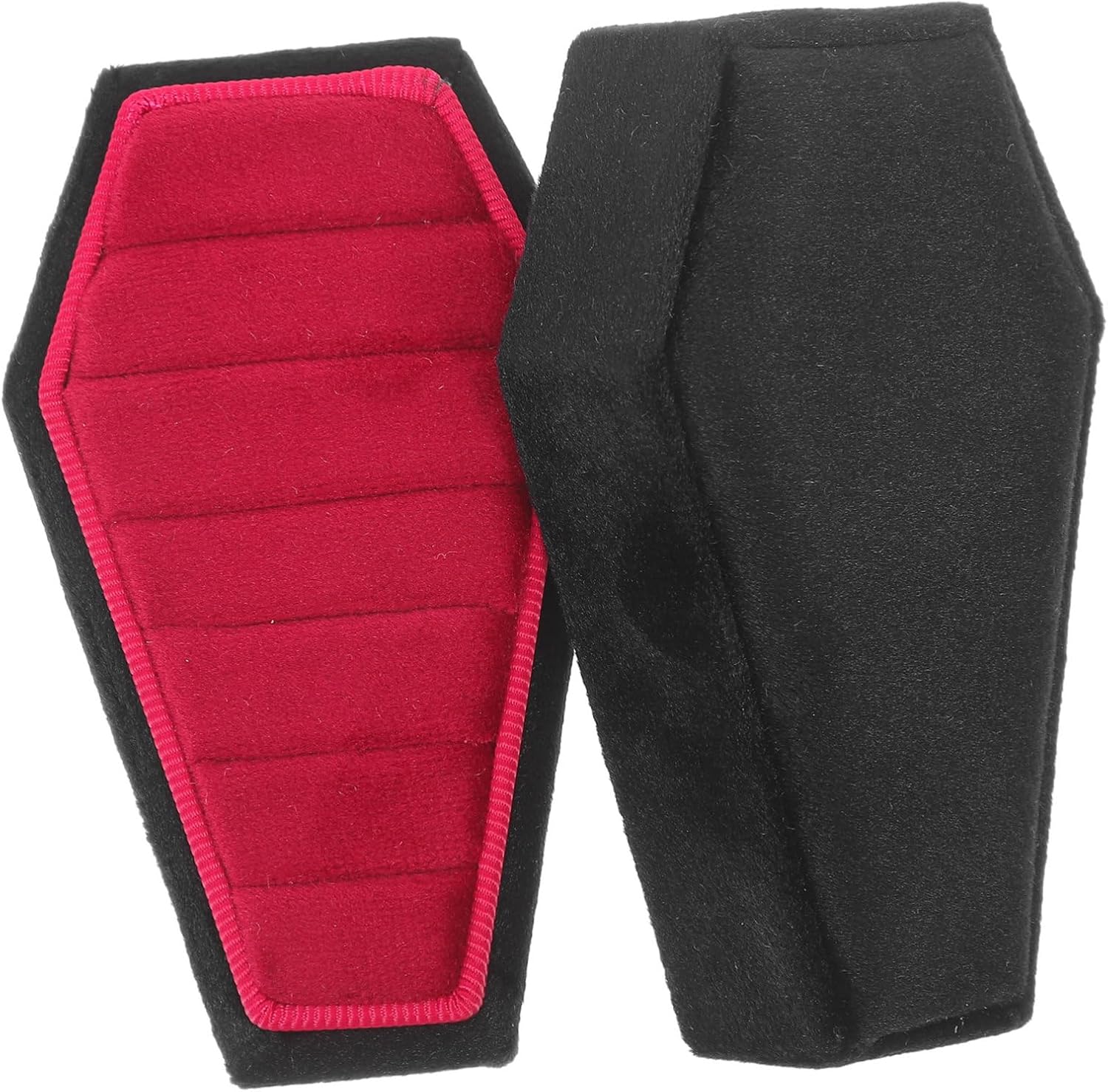 Coffin Ring Box with Lid, 6 Slots Gothic Style for Halloween Season