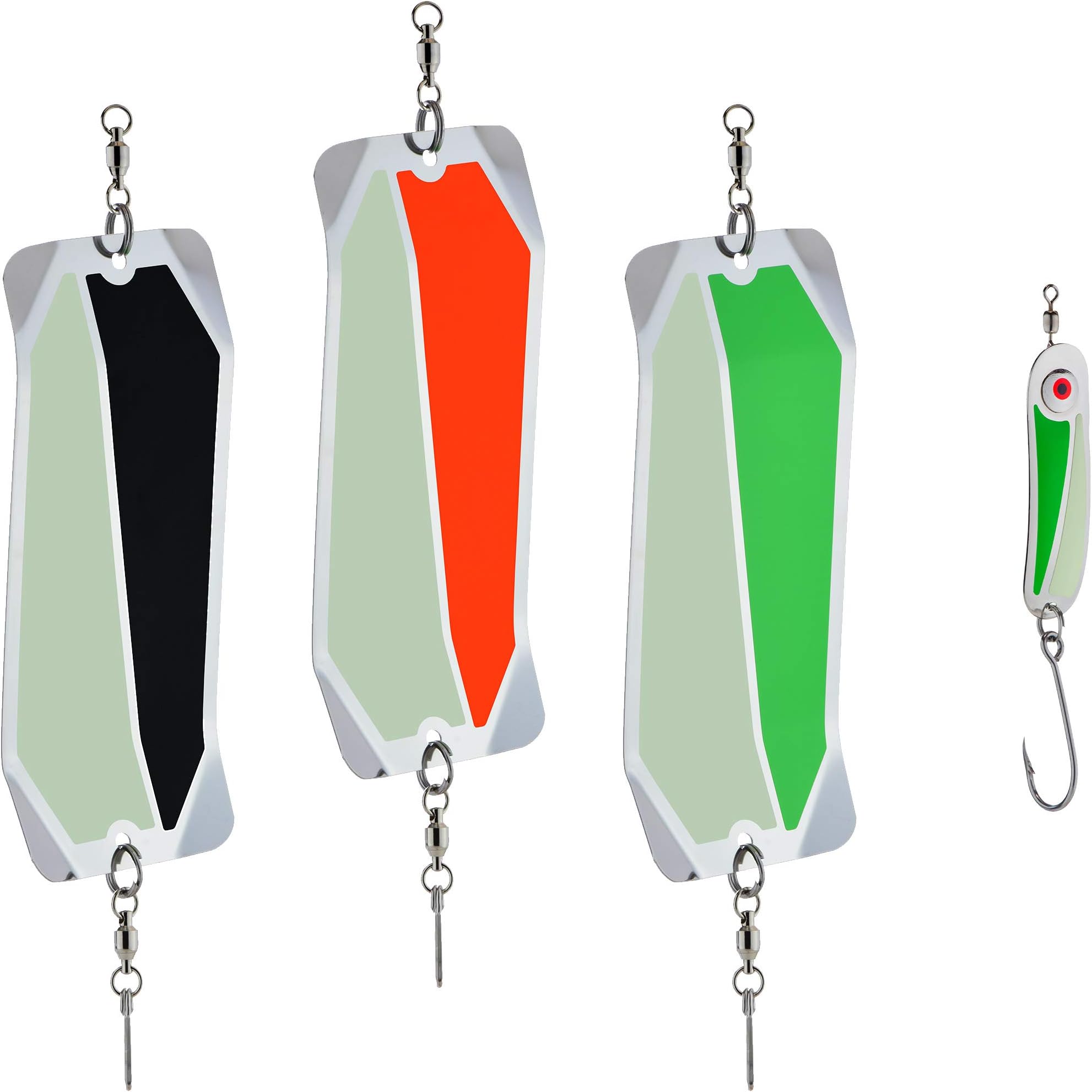 Stryke Zone 7-Inch 'Dirty Water' Fishing Dodger 3-Pack + Bonus Spoon Lure | Stainless Steel | Darting Action