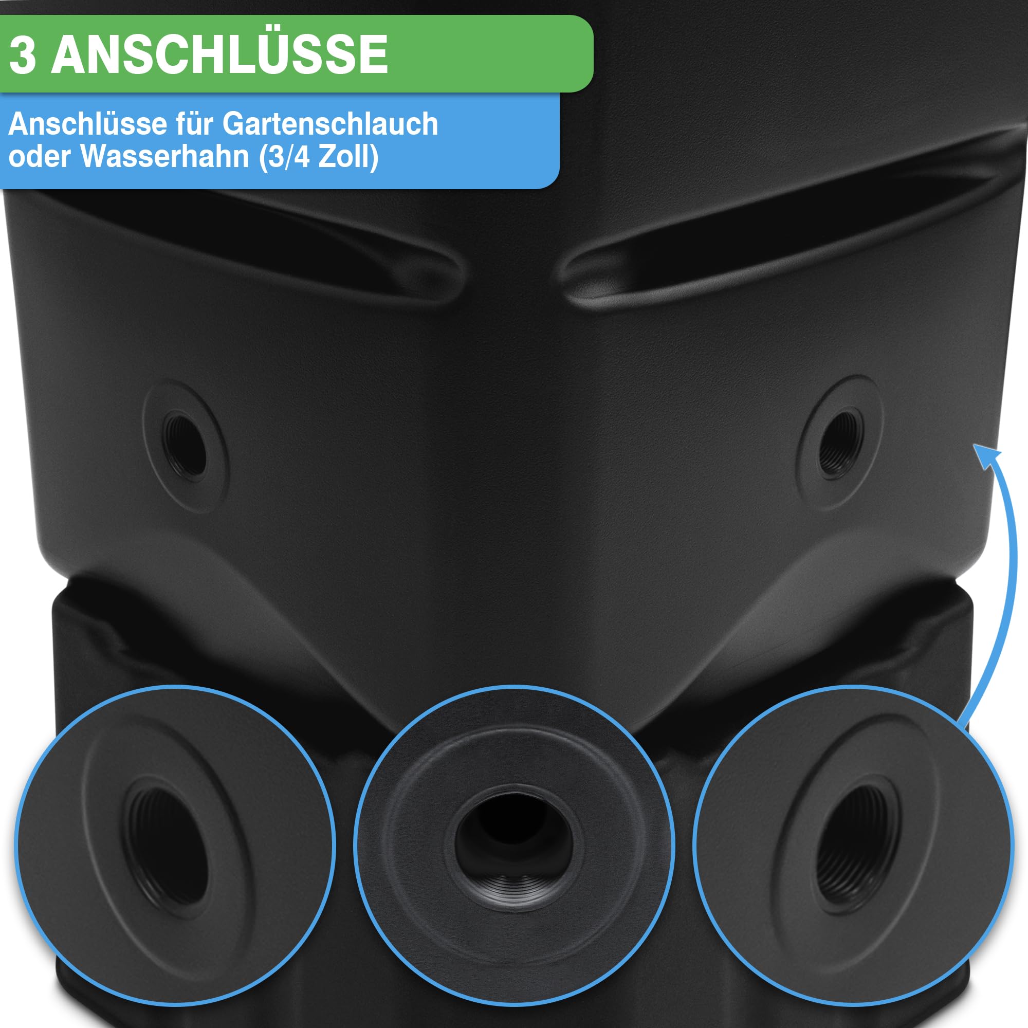 YourCasa Regentonne [Tower] 120L mit Standfuss, Deckel & Wasserhahn - Regenfass Frostsicher aus Kunststoff - Regenwassertonne - Regenwassertank Garten Wassertank Regensammler (Anthrazit)