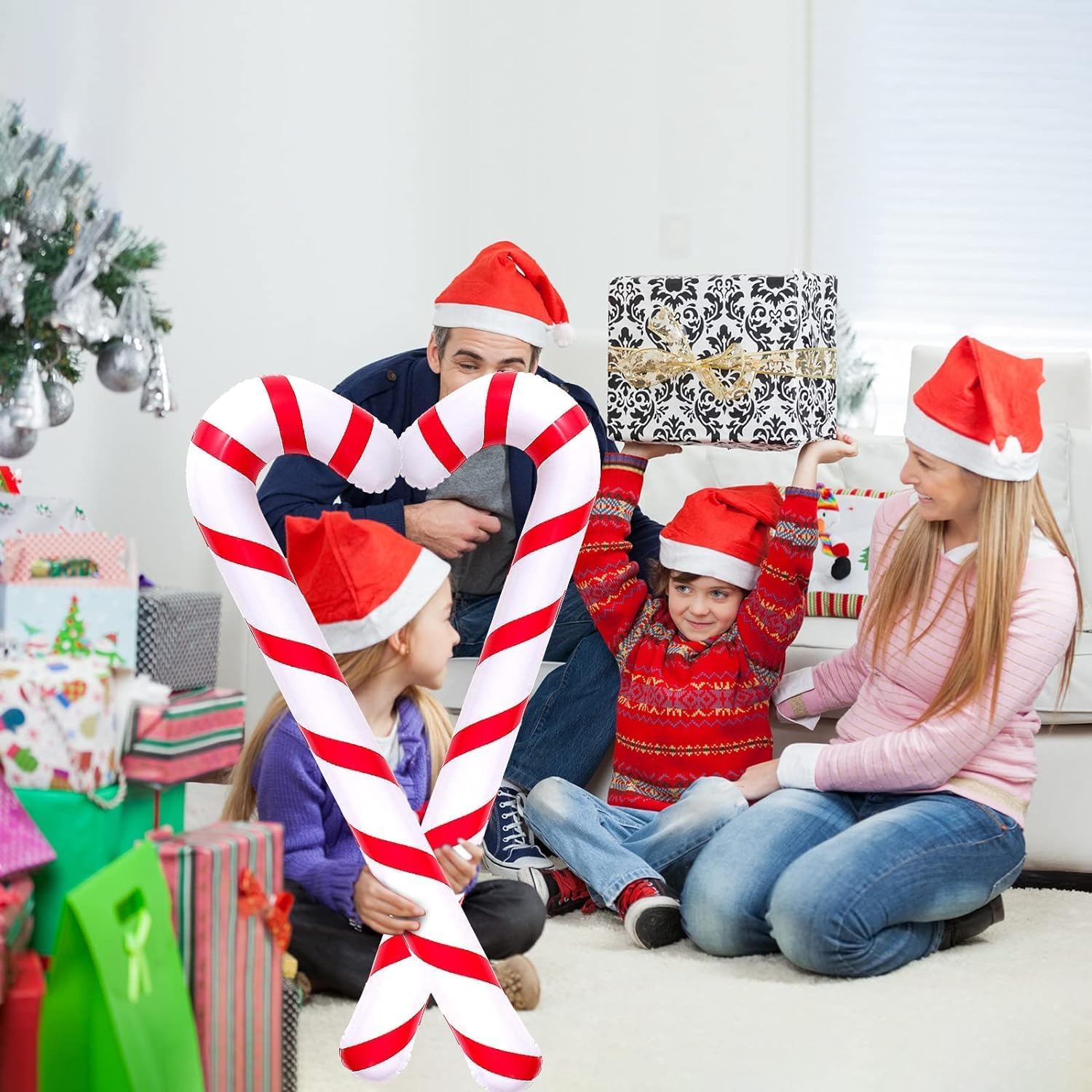 3PCS 90CM Inflatable Candy Canes Novelty Giant Candy Cane Stick Xmas Candy Cane Christmas Tree Hanging Ornaments Inflatable for Christmas - Image 9