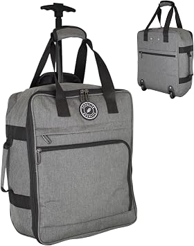EasyJet Underseat Cabin Bag 45x36x20cm   Twill Wheeled Travel Holdall with Trolley Handle   Lightweight Soft Shell Carry On Luggage   Fits EasyJet Free Bag Allowance - Grey
