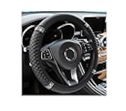 Bling Soft Leather Steering Wheel Cover, 15 Inch Colorful Rhinestones Auto Elastic Steering Wheel Protector, Sparkly Crystal Diamond for Women Girls, Car Accessories for Most Cars (Black)