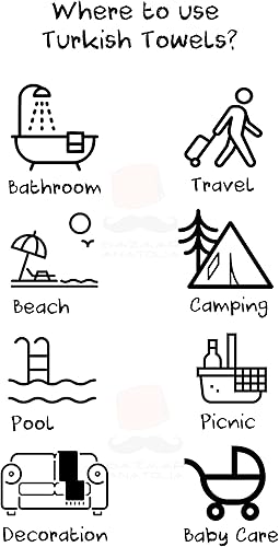 Miniatura 6 de Bazaar Anatolia Toalla de playa turca 100% algodón, toallas de baño de gran tamaño, secado rápido, estilo bohemio, decoración de granja, toallas de