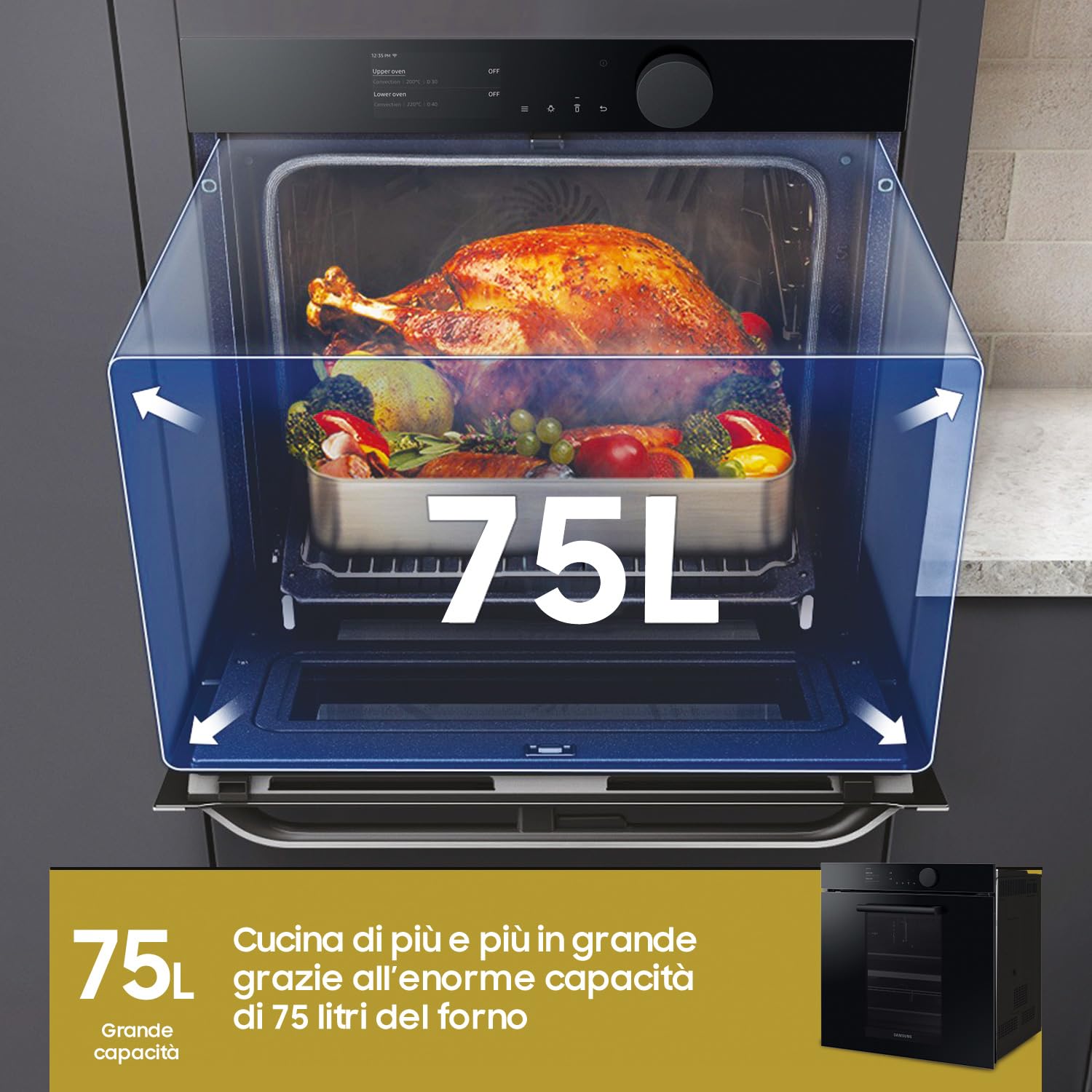 SAMSUNG NV75T8549RK FOUR ÉLECTRIQUE SMART 75L LIGNE INFINIE LCD TACTILE DOUBLE CUISSON GUIDE TÉLESCOPIQUE
