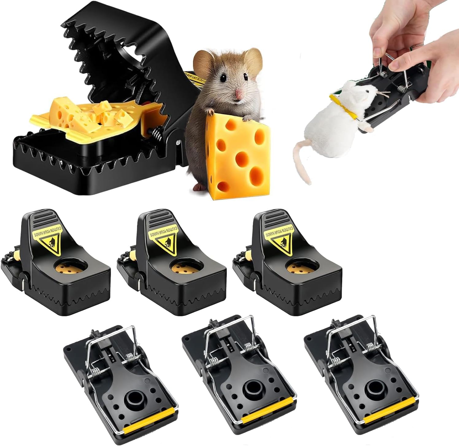 Hochempfindliche Rattenfalle Mausefallen 6er Set - Wiederverwendbare Schlagfallen Mit Köderkammer Lebendfalle Maus - Foto 6