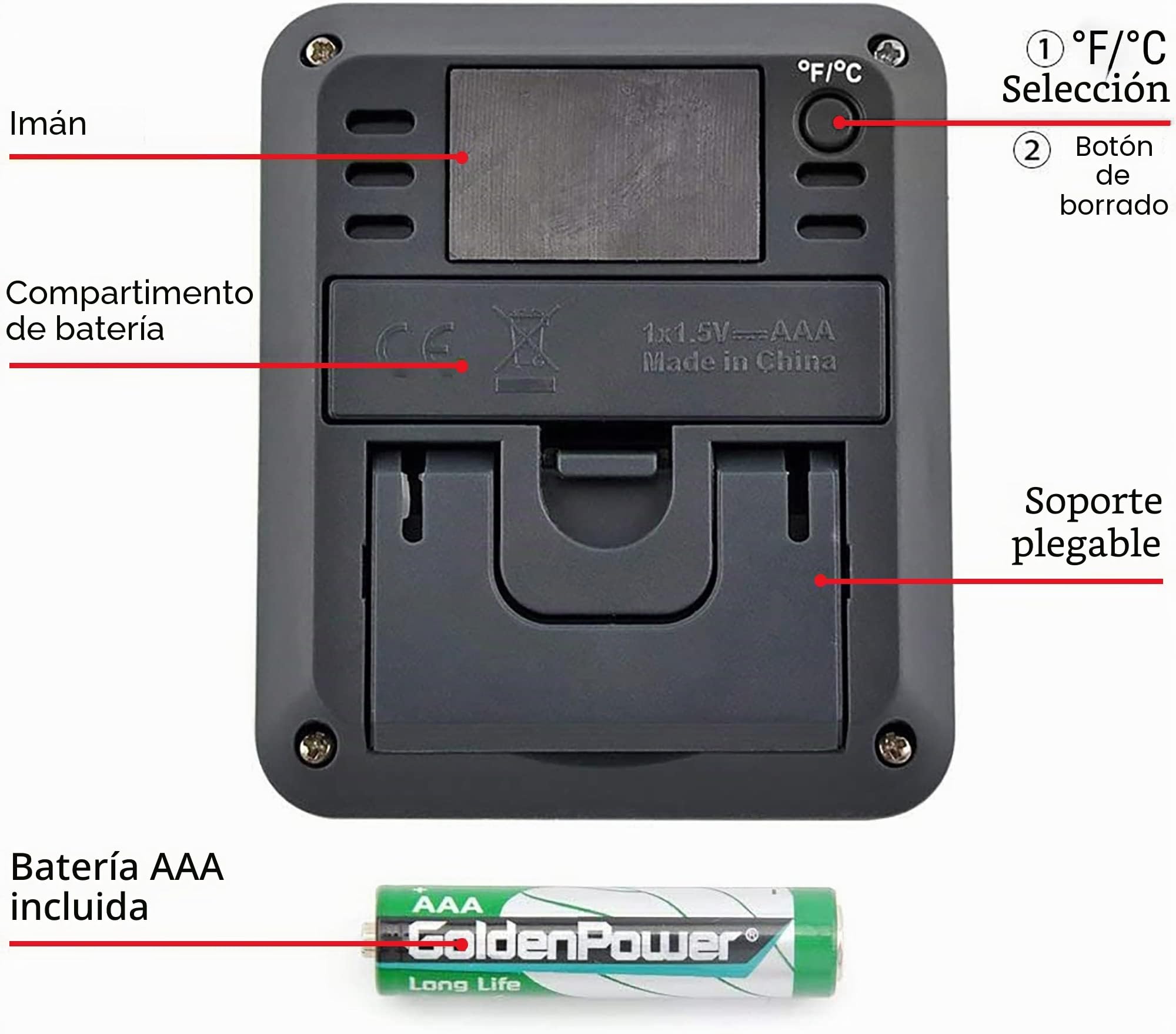 TempPro TP50 Termómetro Higrometro Digital para Interior Termohigrómetro Medidor Profesional para Medición de Temperatura y Humedad del Casa Ambiente