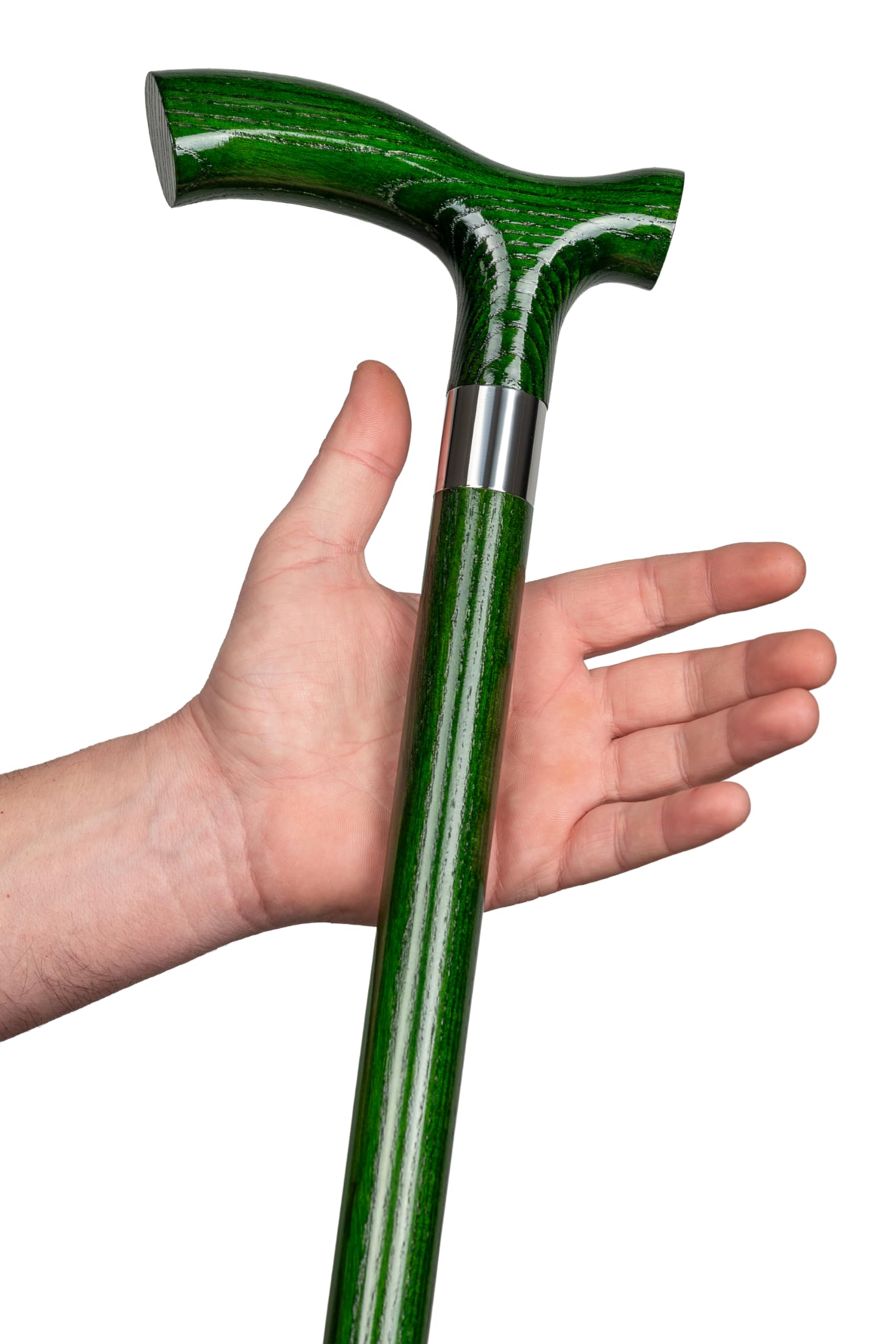 Dr. Watson Classic Fritz Walking Stick – Handcrafted Ash Wood Cane with Polished Stainless Steel Collar