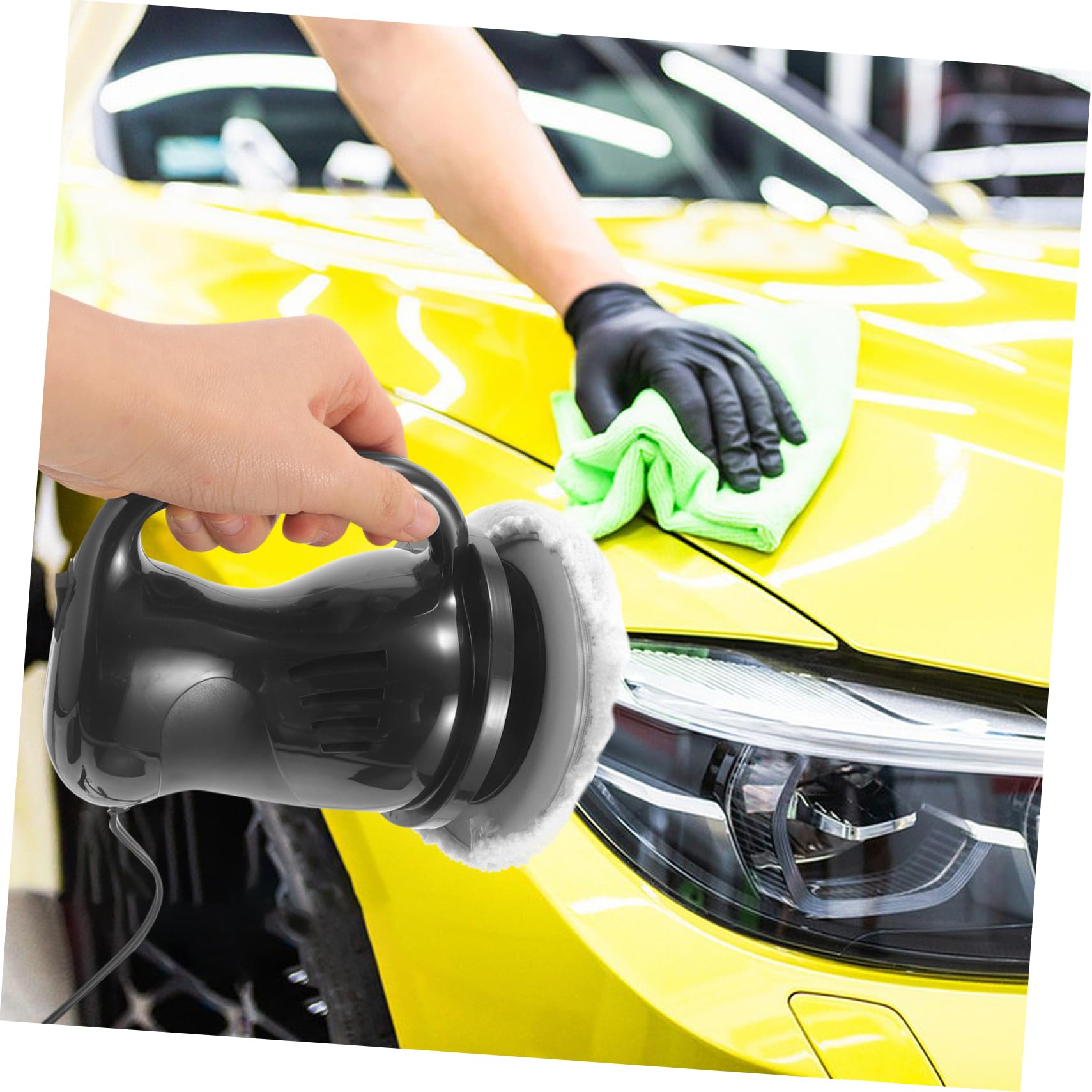 Cabilock Kit de Pulidora y Enceradora para Coche de 12 V Negro | Metal y Plástico, Prevención del Polvo, Mango Ergonómico, Uso en Automoción
