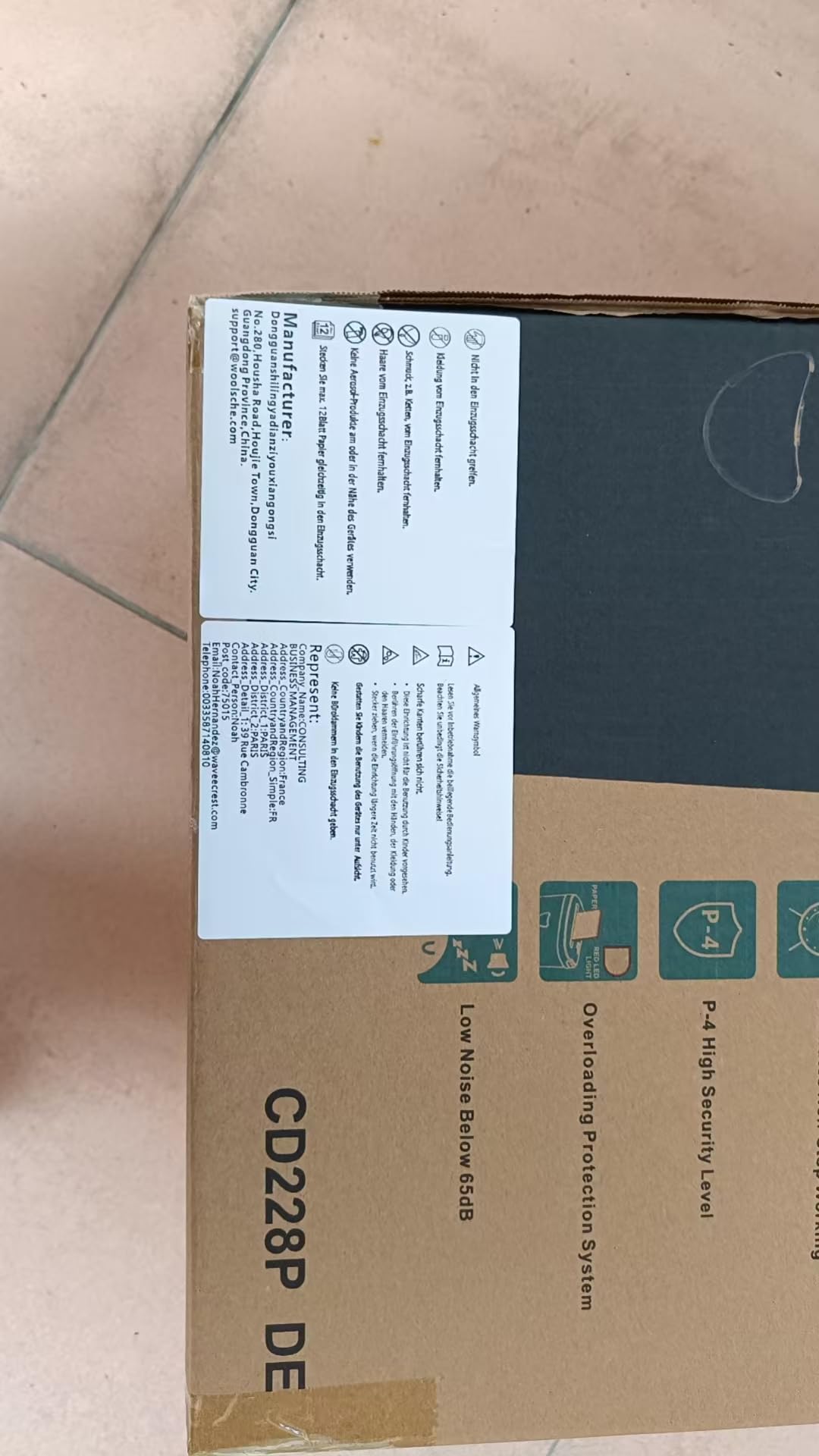 Distruggidocumenti trituratore 12 fogli contemporaneamente, può tritare carte di credito/CD e graffette, trituratore di carta con un cestino da 25 litri