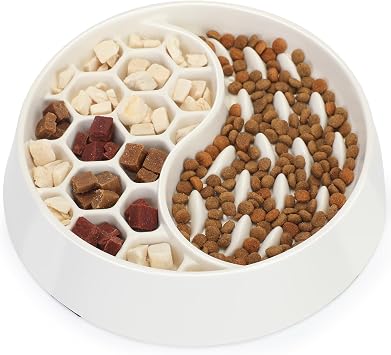 Slow Feeder Dog Bowl Melamine 21.2x4.8cm8.35x1.89in | Slow Down Eating Food for Prevent Bloat Anti Choking Puzzle Feeder Feeding Bowls for Dogs Healthy Digestion Weight Control