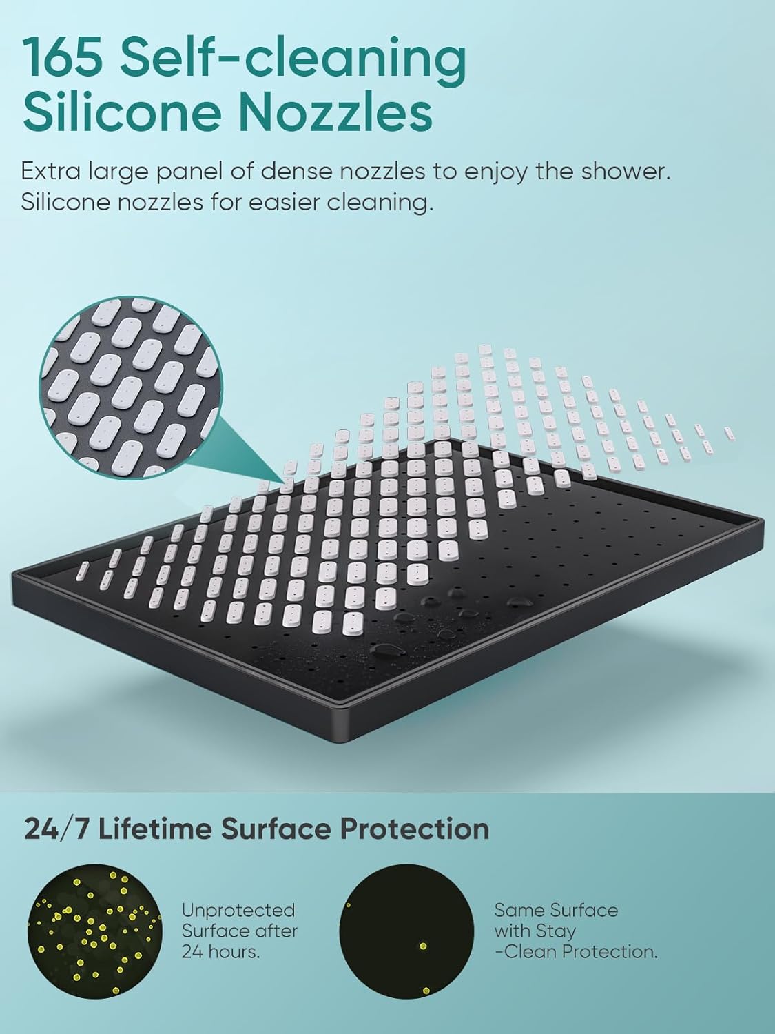 Cobbe 11.8 Inch Rain Shower Head with Handheld - Adjustable Dual Shower Heads with 6 Modes Handheld Spray Combo - Wide Rainfall Showerhead with Hose, Bathroom Accessories - Black