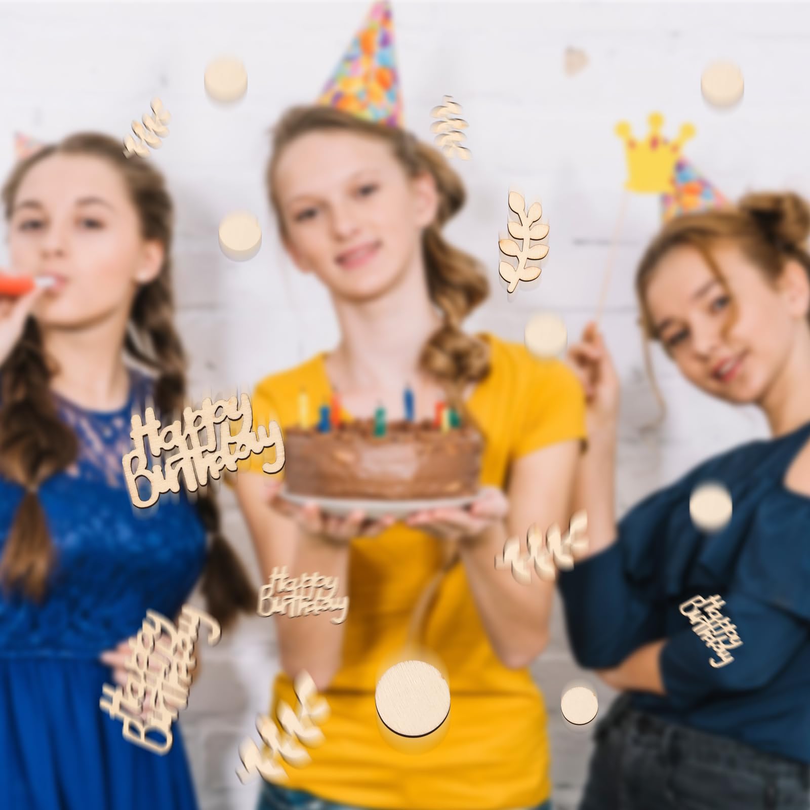 100-teiliges Konfetti Set Aus Holz - Geburtstagsdeko Für Tisch & Party