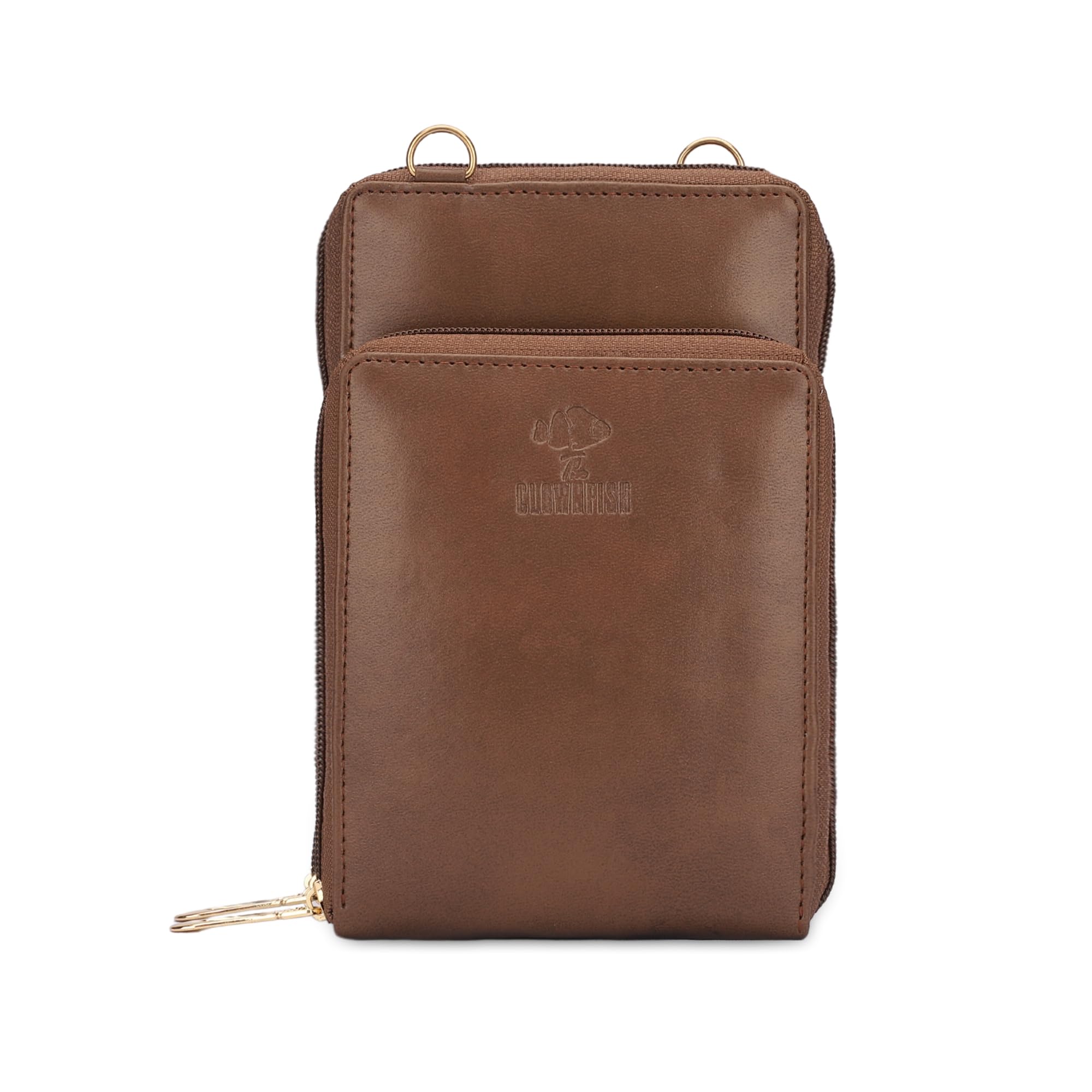 Trivia Vegan Leather Ladies Wallet Sling Bag with Zip Around Front Pocket (Dark Brown)-image-9