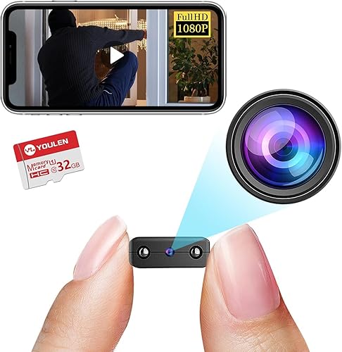 Gratis 32G Cámara de batería WiFi inalámbrica más pequeña, cámara espía 1080P, monitor de bebé, cámara para mascotas, con grabación de video,