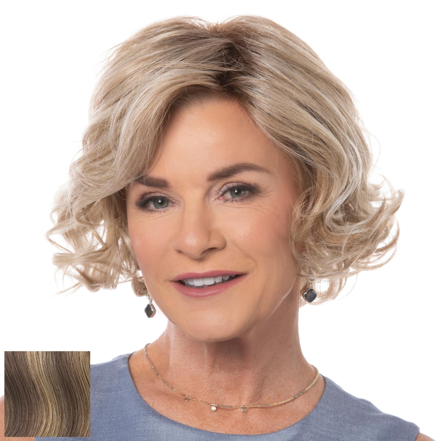 Toni Brattin Showtime Wig - Variable-Length Layers of Effortless Waves and a Side-Swept Bang - Heat-Friendly Fiber Looks & Feels Like Natural Hair - Adjustable