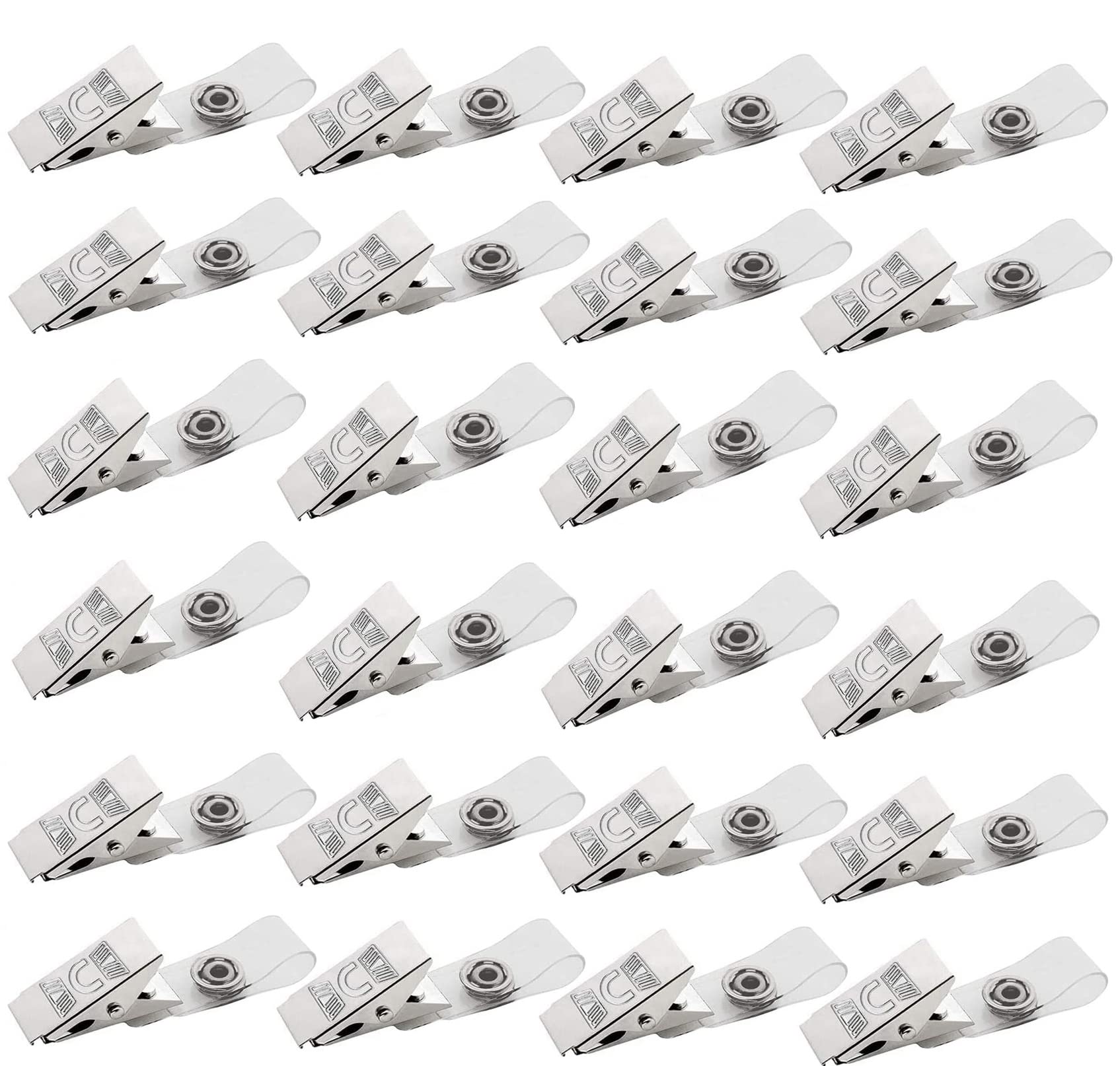 YANGWEN Metall Badge Clips mit klare PVC Straps, 50 PCS Krokodil Metall Clips mit Klar Kunststoff Schlaufe für Ausweis Badge Holder