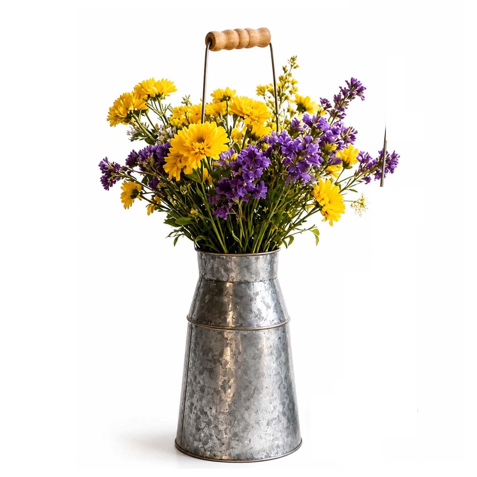 DTSXFTLY Farmhouse Galvanized Metal Vase Set Rustic Distressed Pitcher