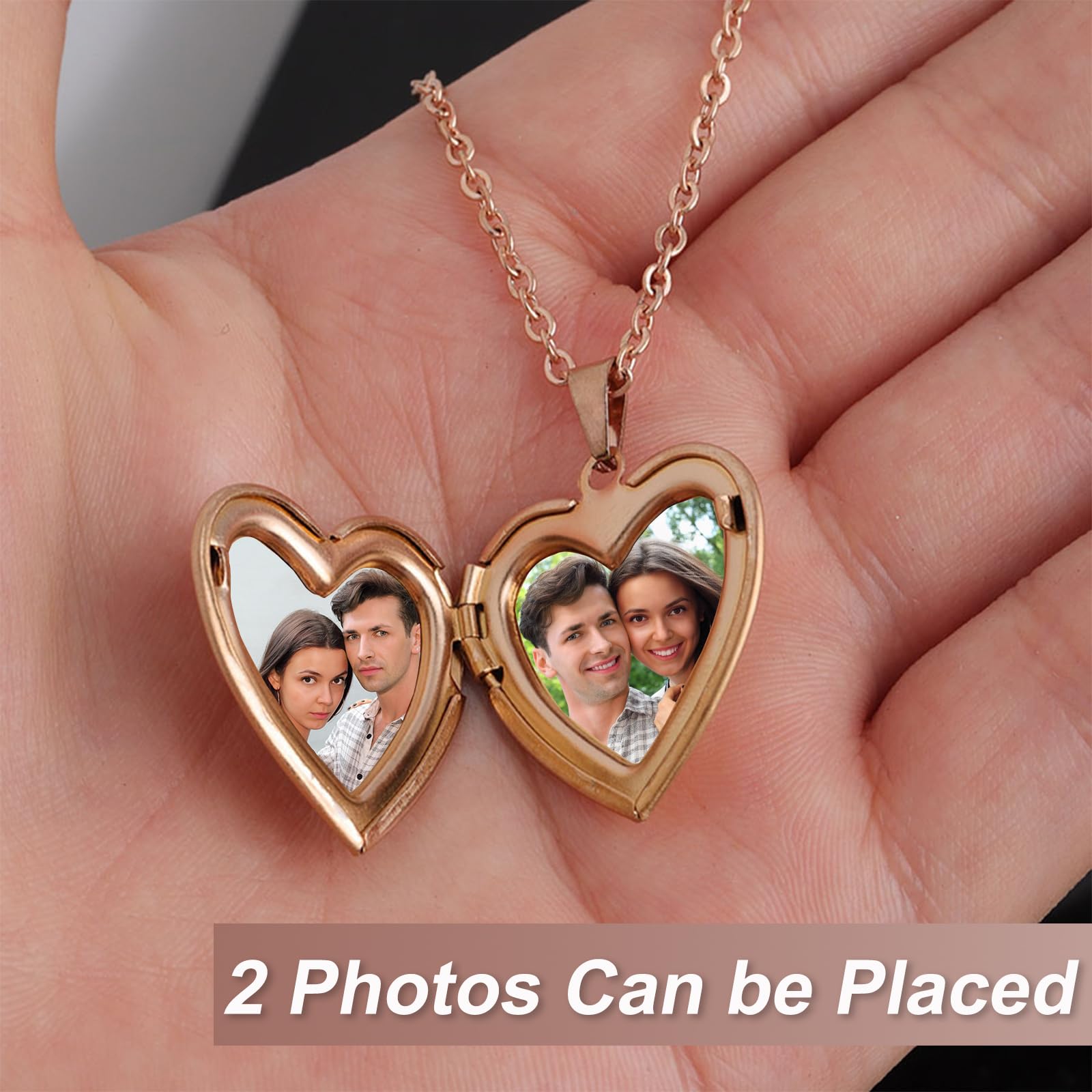 Collana con Ciondolo dell'Amicizia a Cuore con Foto - Collana Regalo Personalizzata con Catena Fotografica per Ragazze e Ragazzi, Catena con Amuleto Foto da Aprire, Ciondolo Memoria