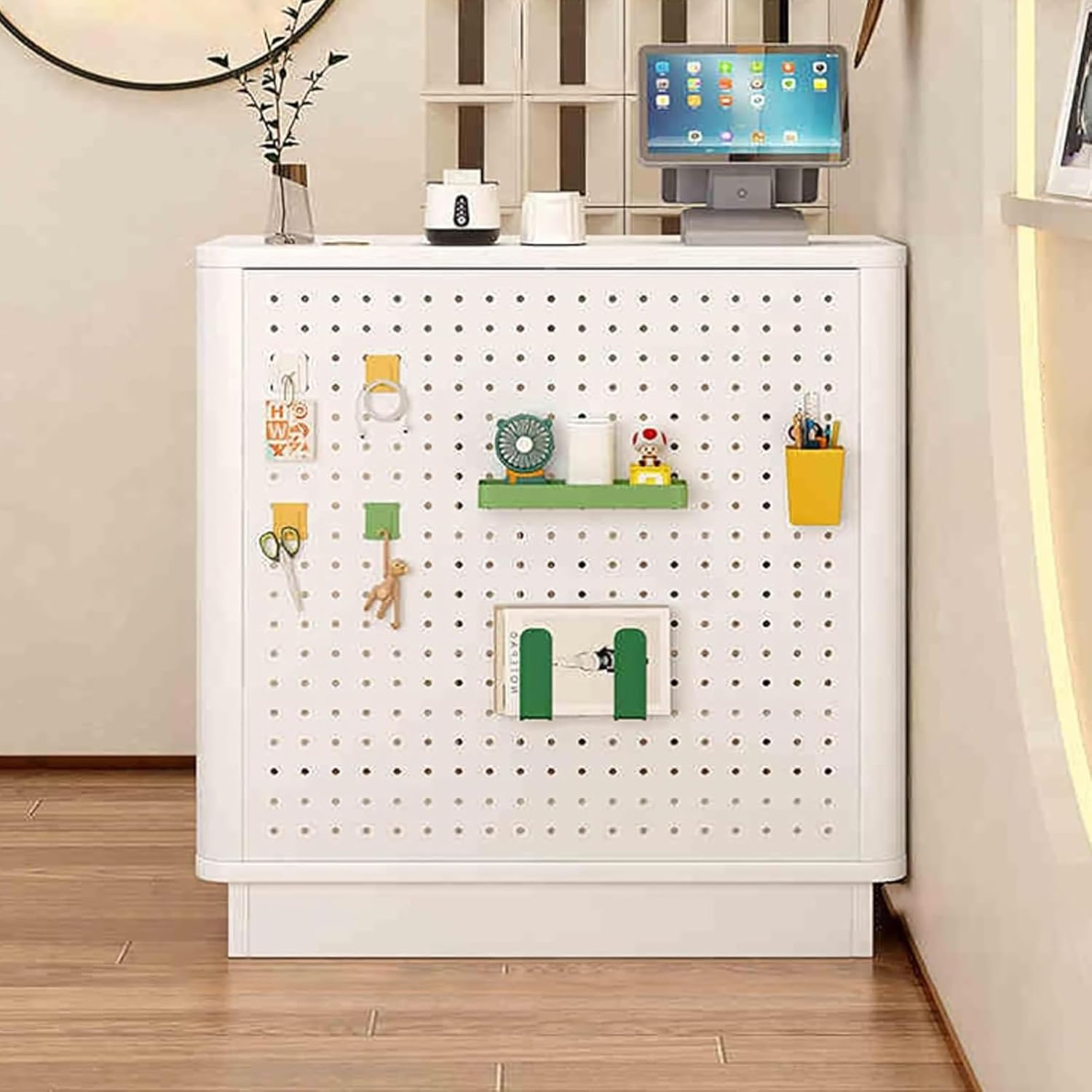 Reception Counter Table, Reception Room Table Wooden Counter Desk, Modern Counter Desk, with Lockable Drawers, for Lobby Beauty Salon Office Supermarket Convenience Store(Rose,60cm)