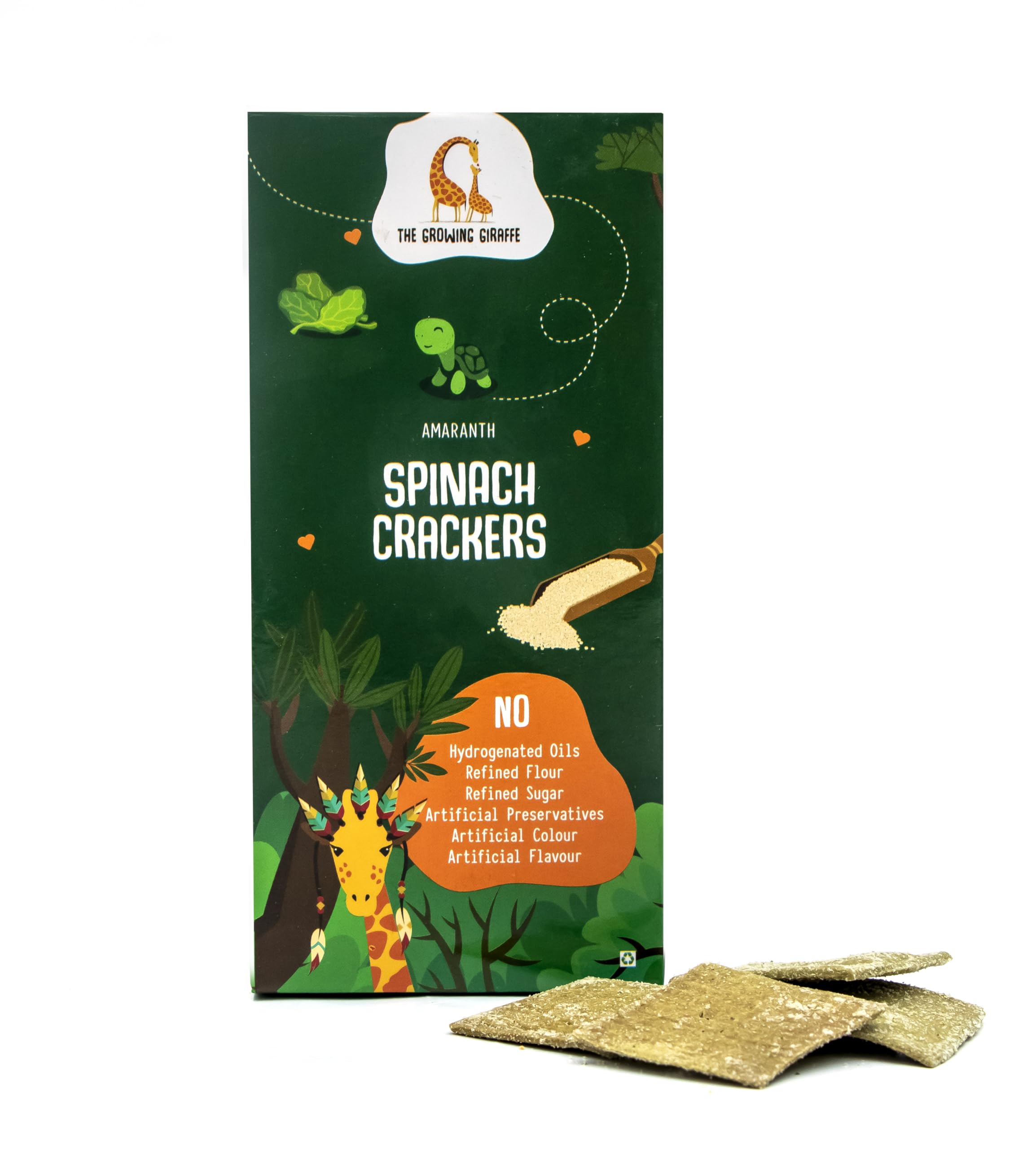 The Growing Giraffe Amaranth Spinach Crackers - A Nutritious, Savory Snack Packed with Natural Goodness for Kids & Adults - 60 Grams (Pack of 1)