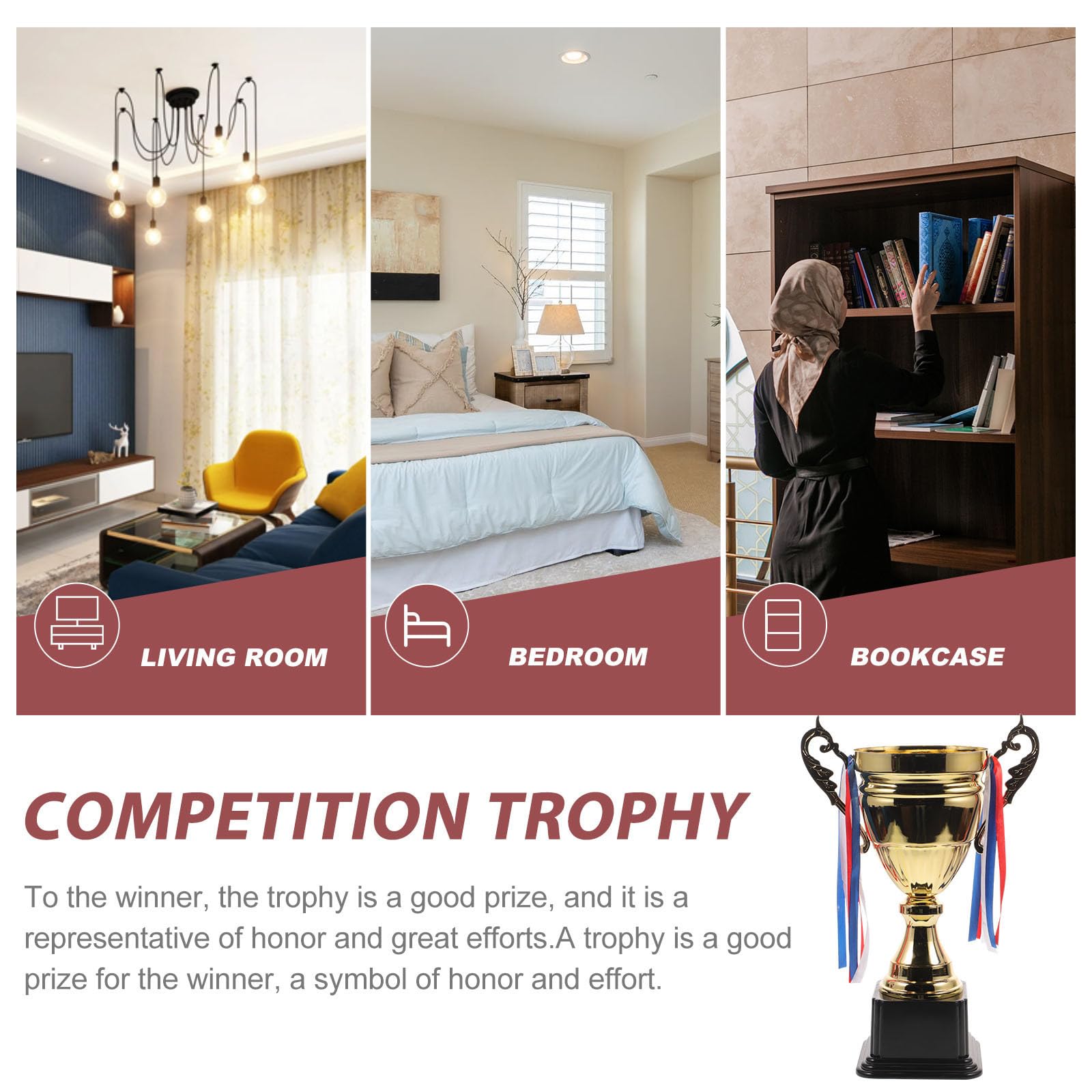 SOLUSTRE Trofeo de Metal Dorado para Torneos Escolares Trofeo de Aleación Resistente para Competición Deportiva y Banquetes Deportivos